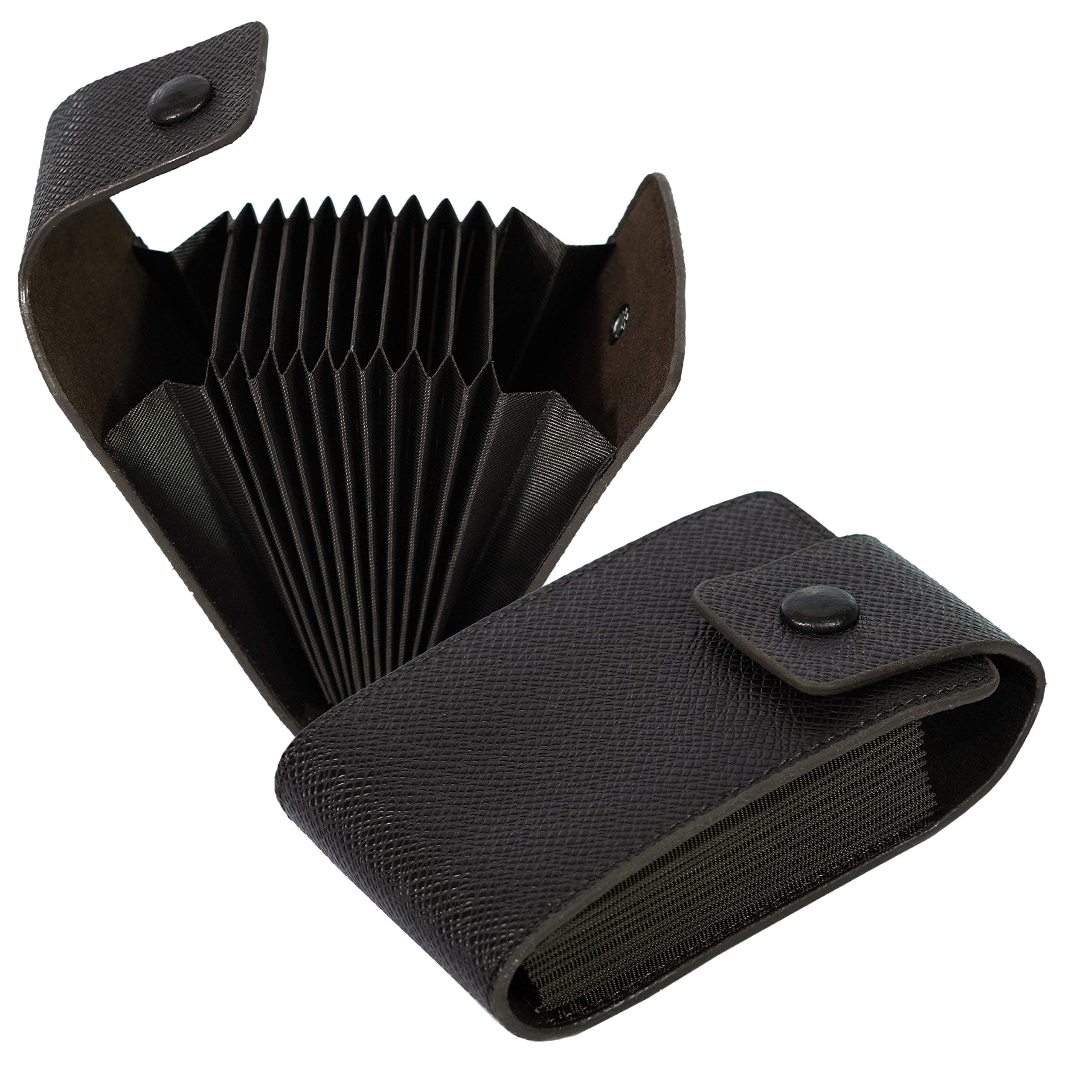 Storite Leather Credit Debit Card Holder Case Wallet for Men & Women, Chocolate Dark Brown, 9 slot vertical-Brown, Casual