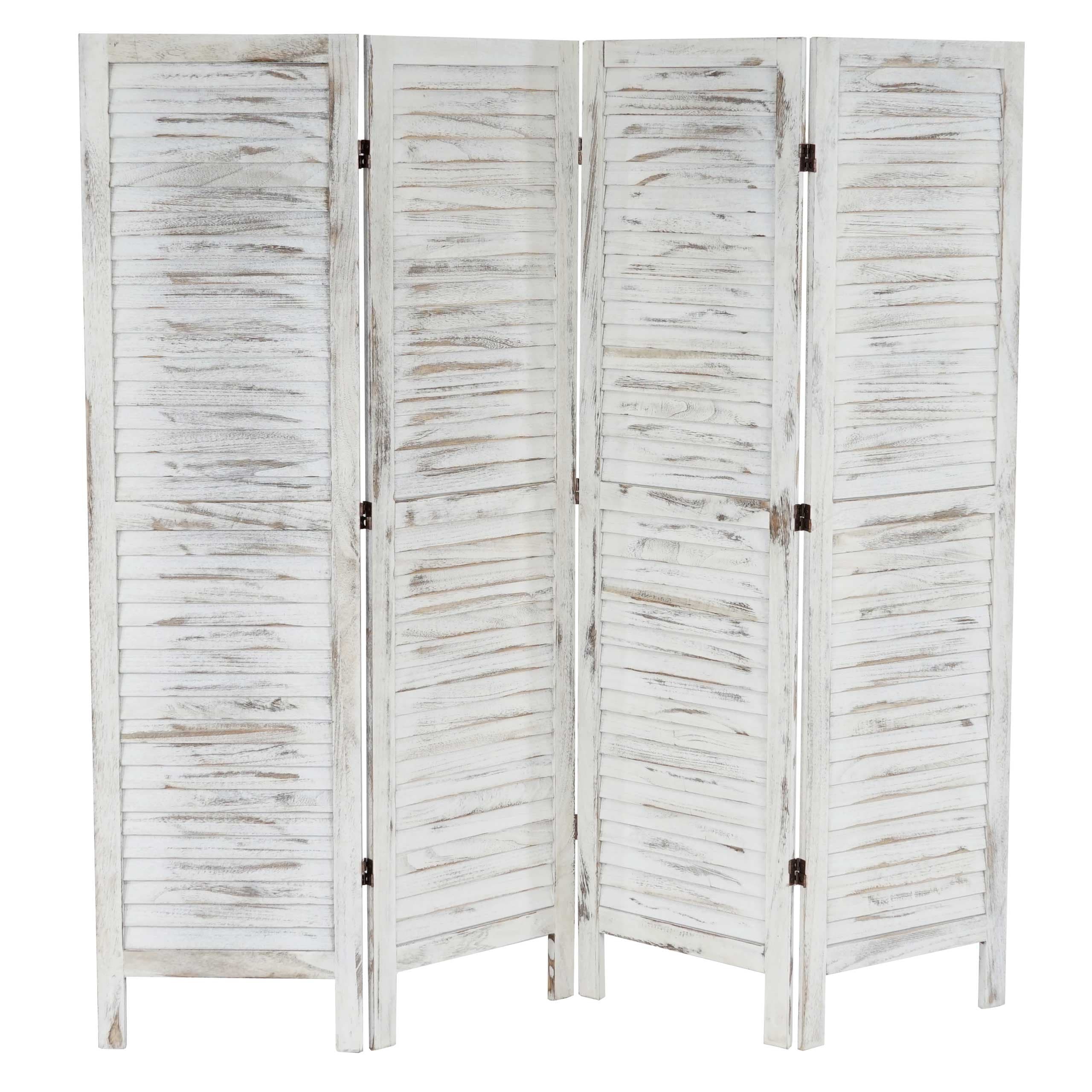 Mendler Paravent Room Divider, 170x182x2 cm, shabby look, vintage, white