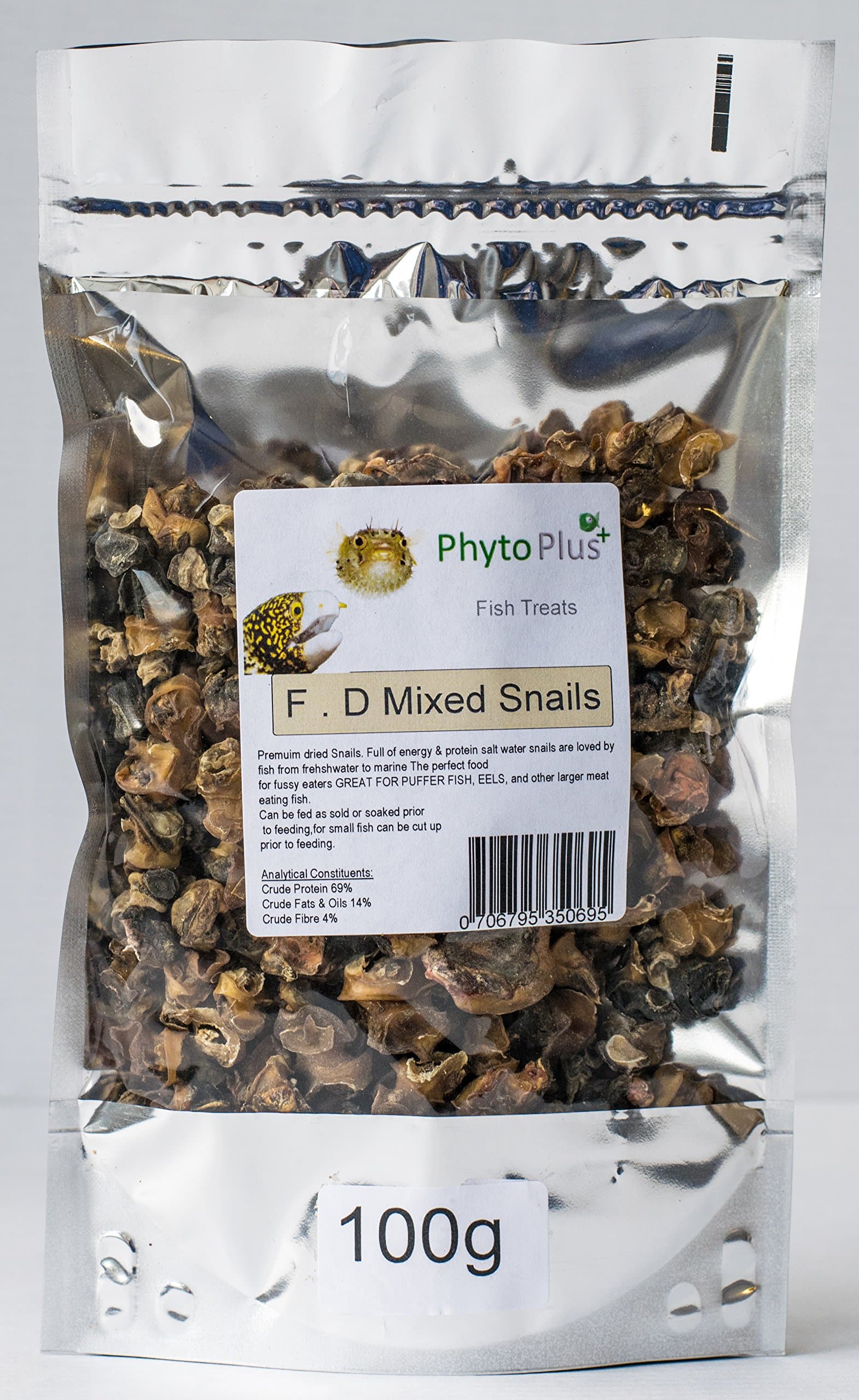 Dried Whole mixed snails tropical marine fish Puffer fish eel food (100g)