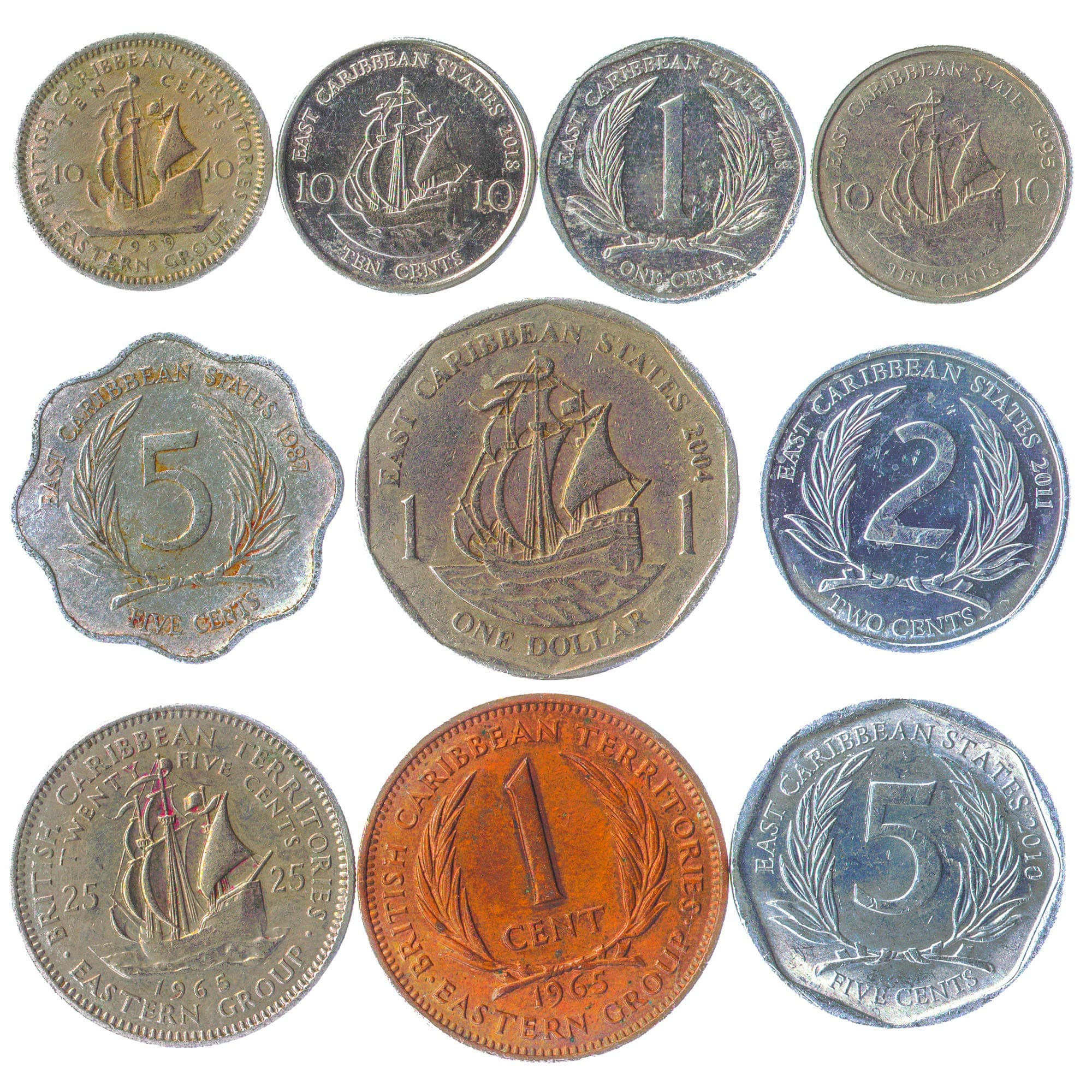 10 Old Coins from East Caribbean States (oecs) | Collectible Coins Dollar Cents | Perfect Choice for Your Coin Bank Coin Holders and Coin Album