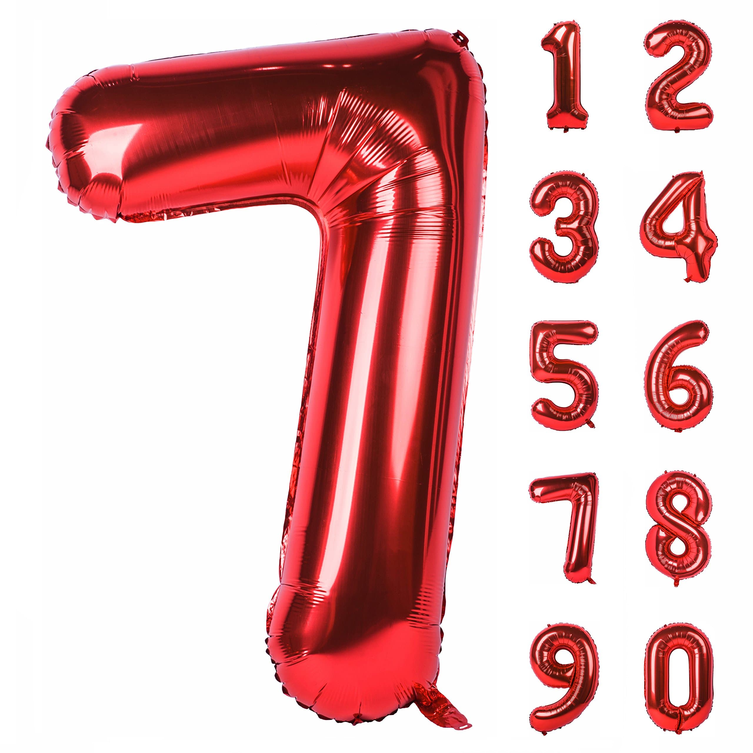 40 inch red number 7 balloon giant helium polyester film 7th birthday girl boy self inflating digit seven for anniversary celebration baby shower New Year engagement party decoration