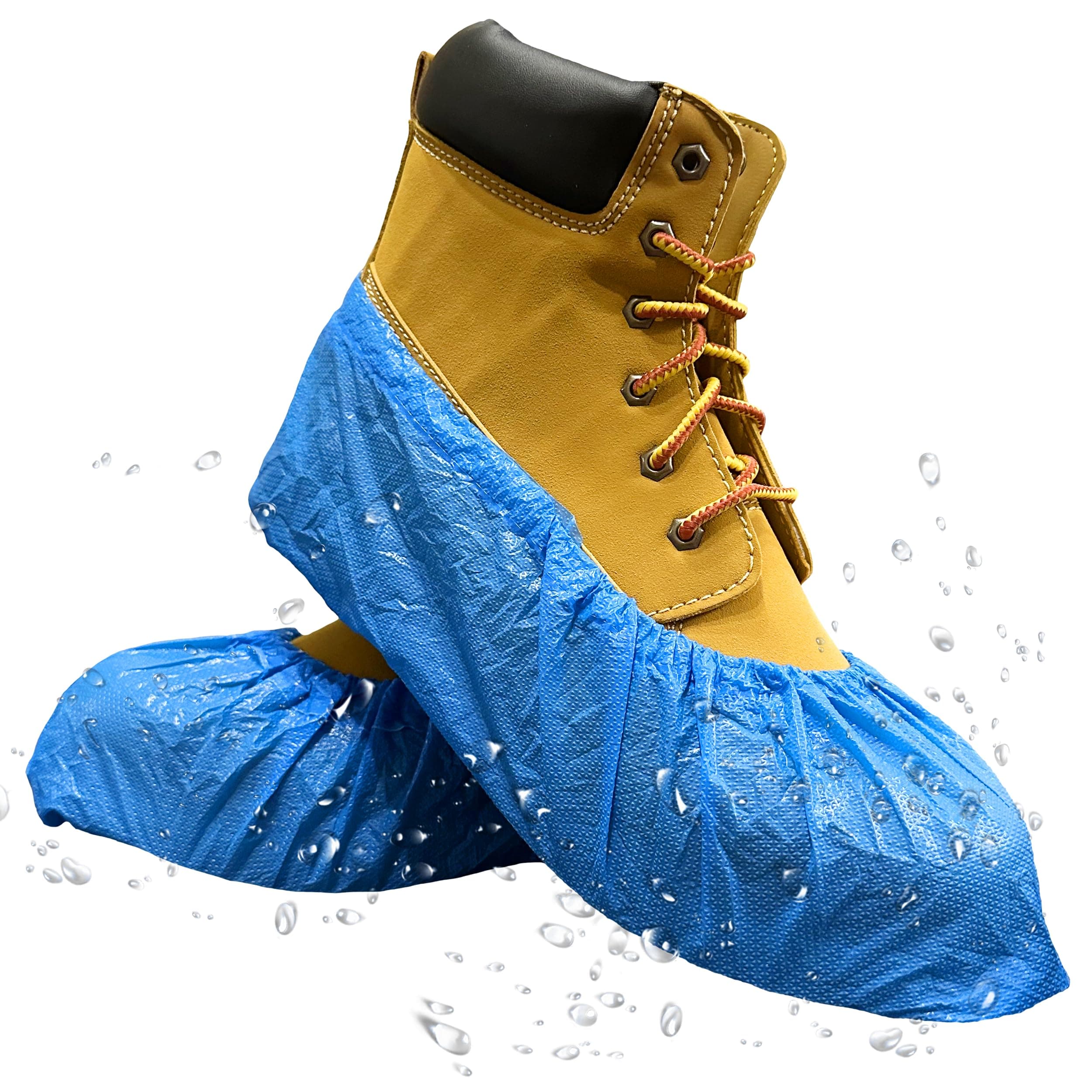 INNOVATIVE HAUS Extra Large Blue Waterproof Disposable Boot and Shoe Covers. Plastic Shoe Covers Disposable. Non-Slip Indoor Booties. 100 Pack