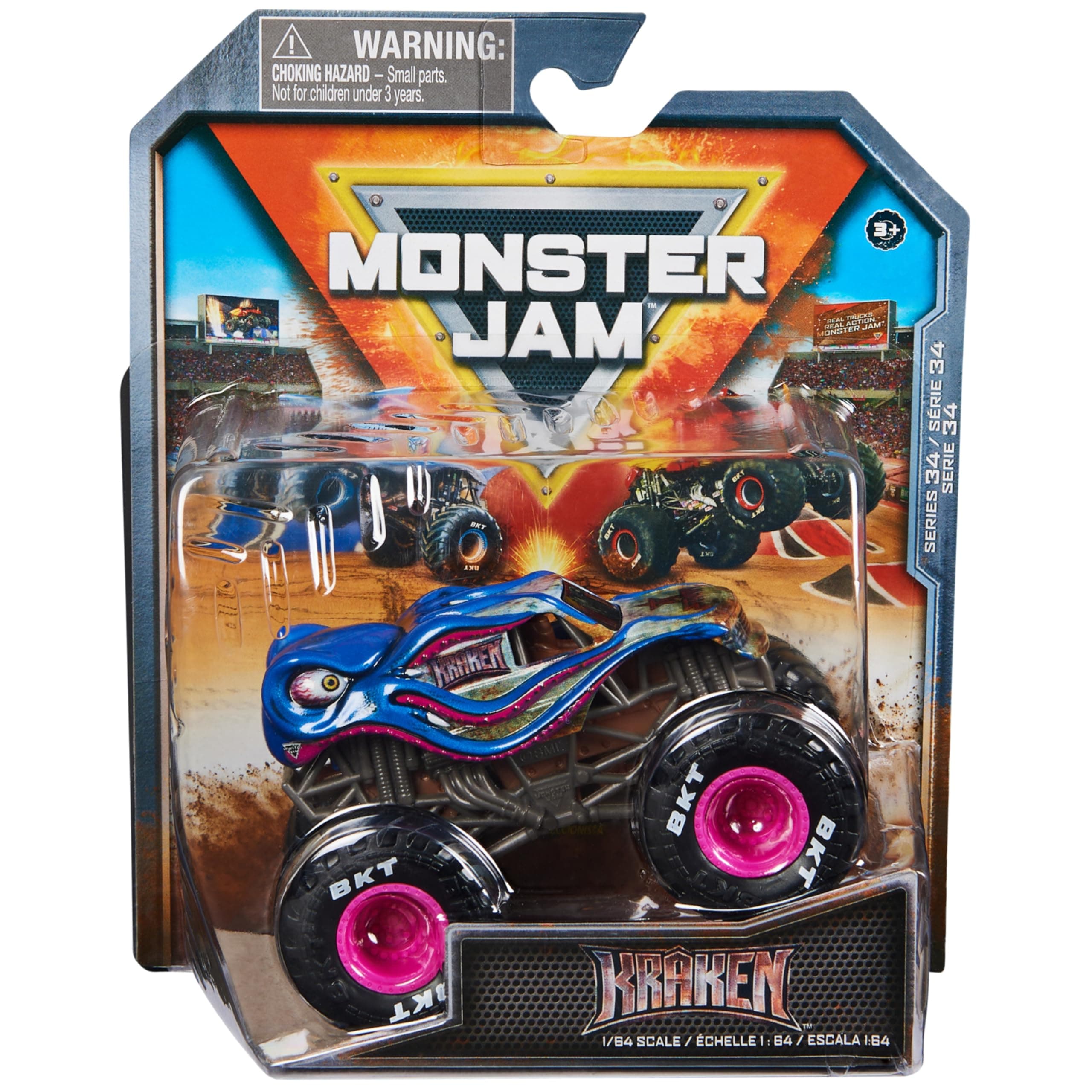 Official Kraken Monster Truck Die-Cast Vehicle 1:64 Scale Kids Toy for Boys Ages 3+