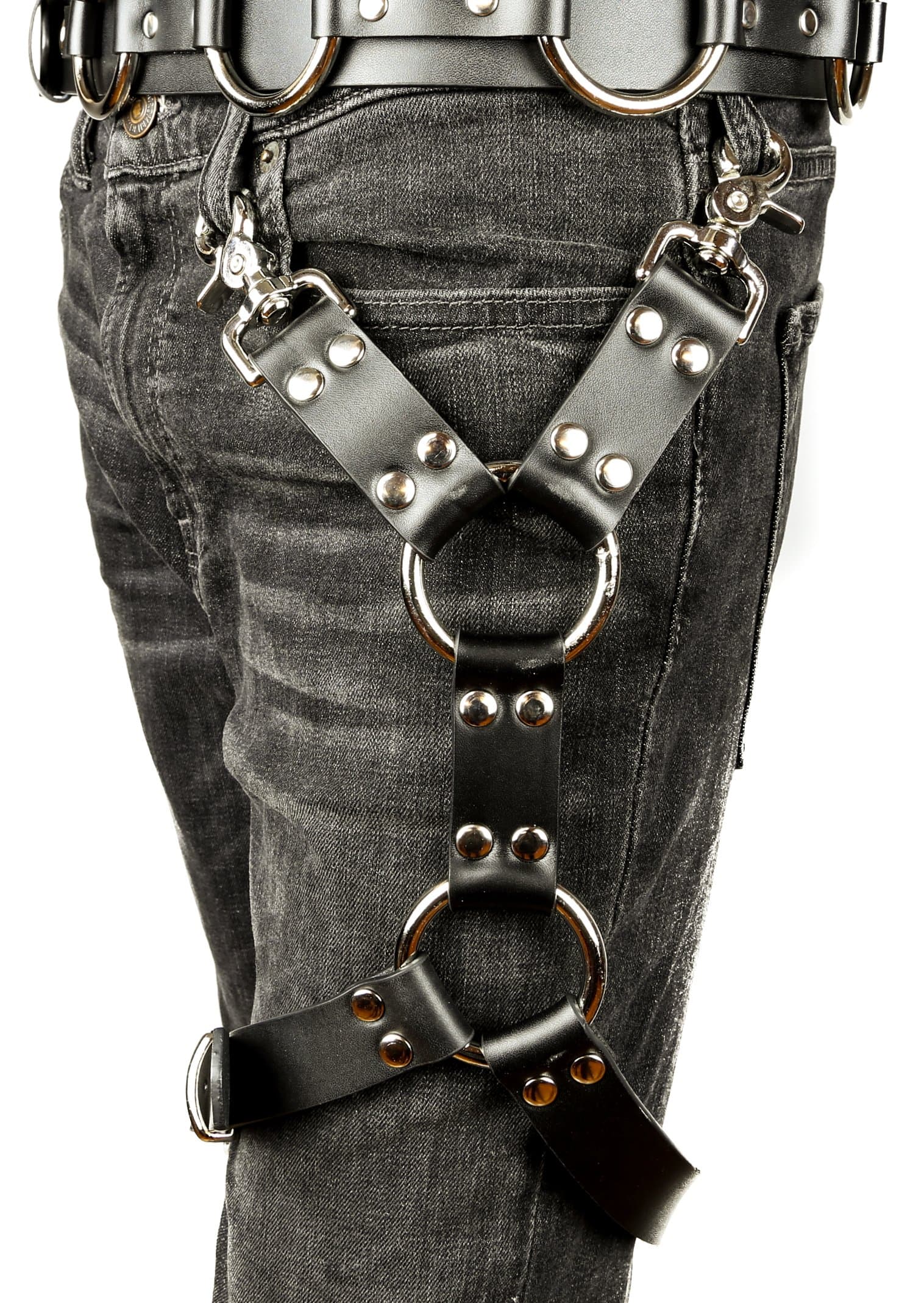 Thigh Leg Harness Two Ring Genuine Leather Punk Goth Cosplay Steampunk