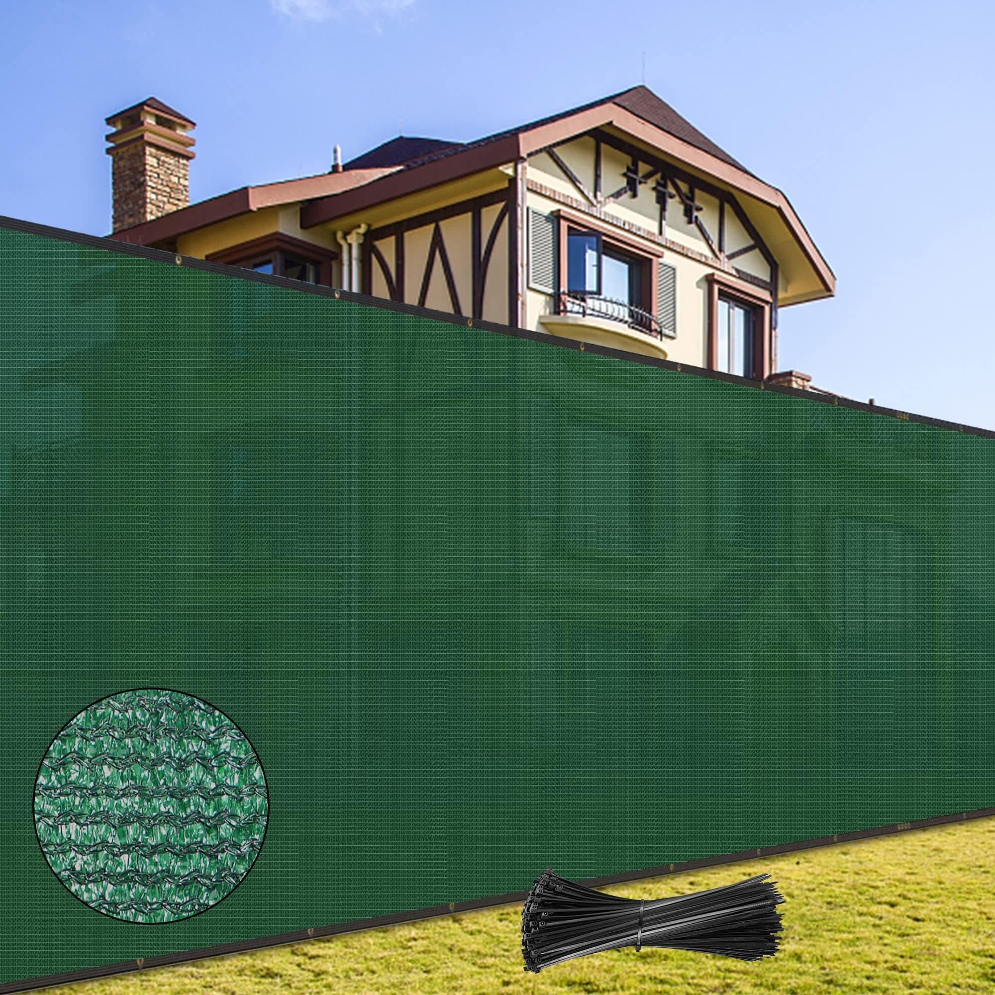 Lulu Home Privacy Fence Screen, 50FT x 6FT HDPE Privacy Mesh Fence in Dark Green with Aluminum Grommets 85% Blockage for Patio, Balcony, Chain Link Fence Outdoor