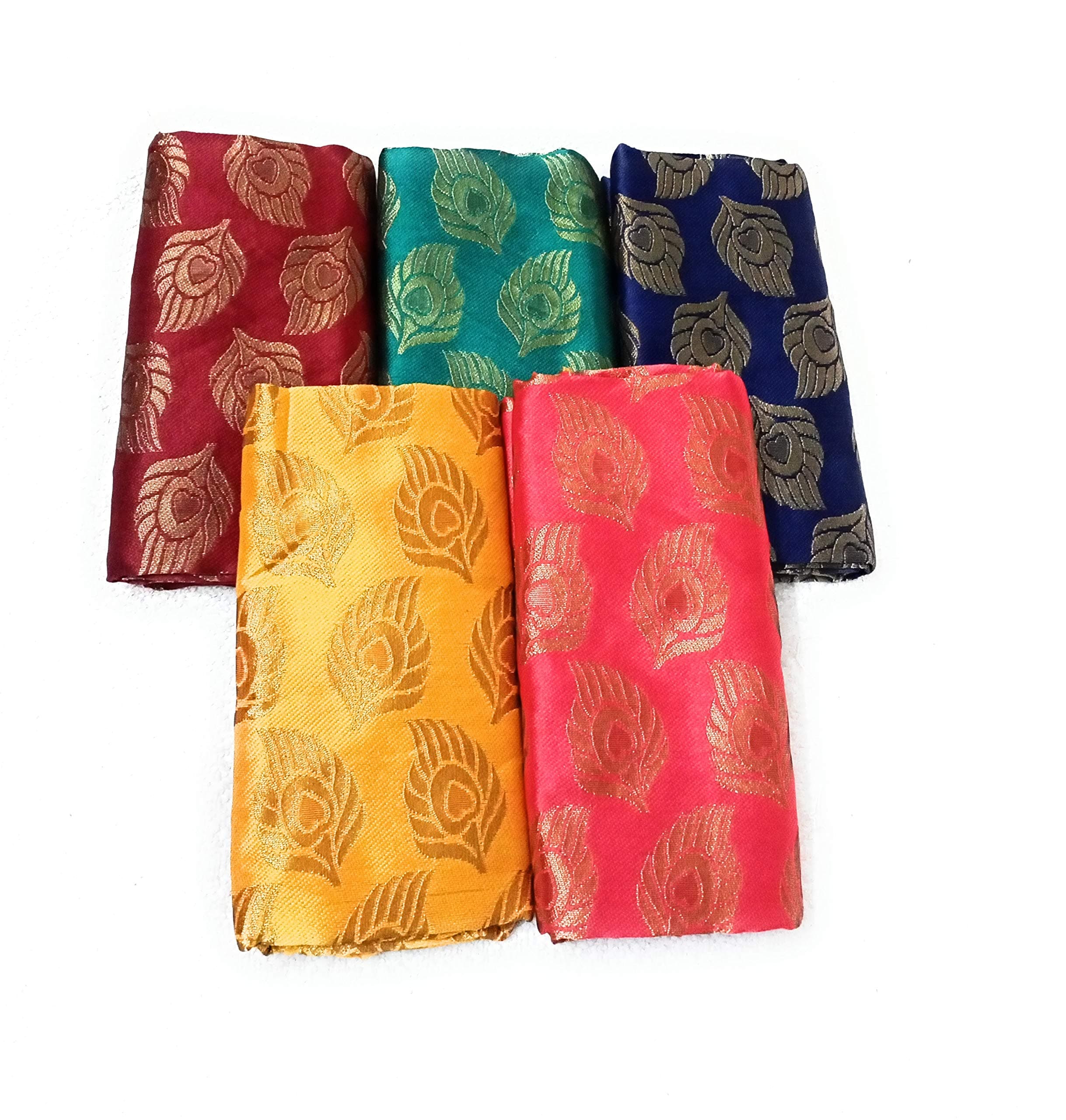 Cotton ColorsSilk-Cotton Blouse Piece Material for Women, Unstitched, Combo of 5 (1 meter each)