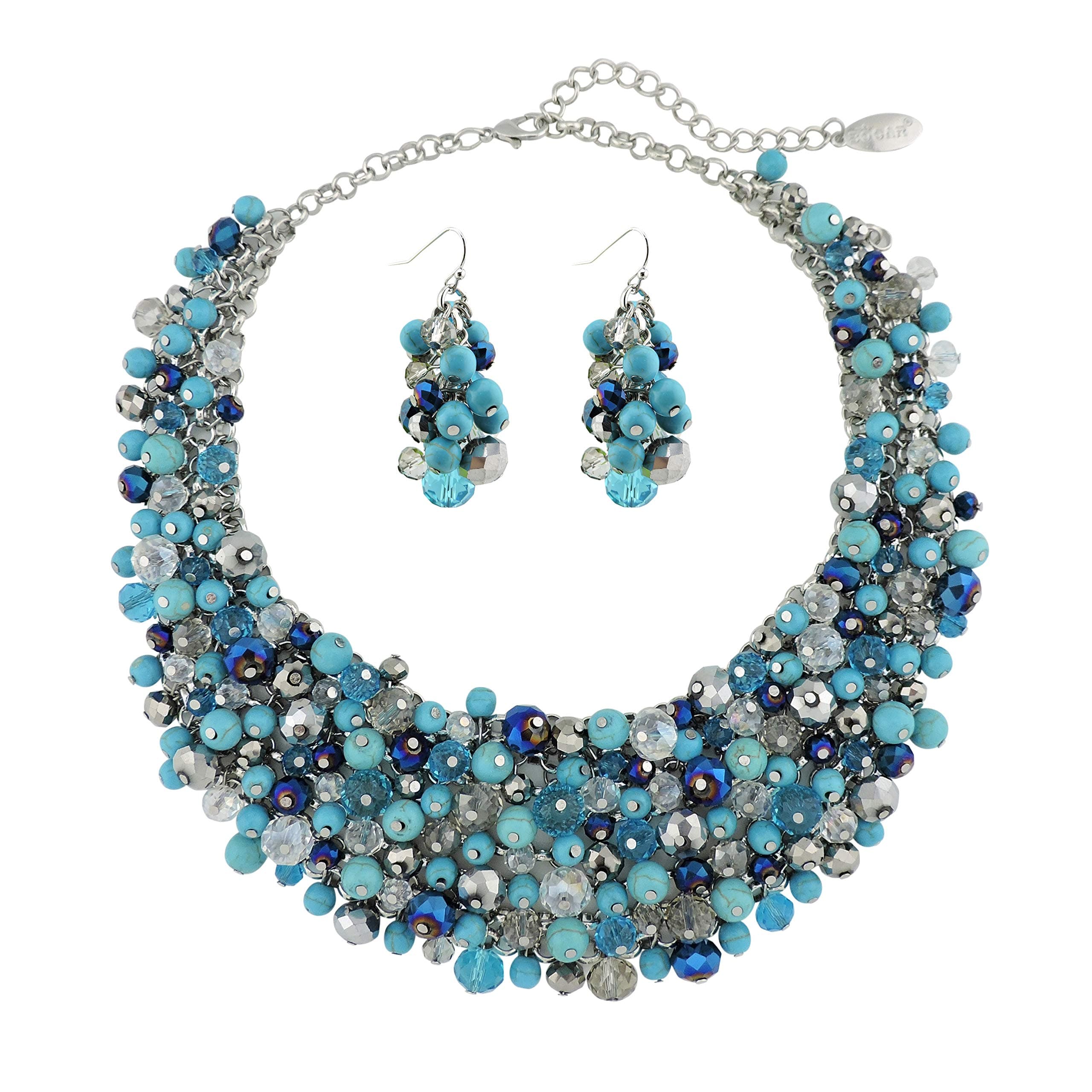Fashion Crystal Chunky Collar Statement Necklace Earring Set for Women Gift (NK-10260)