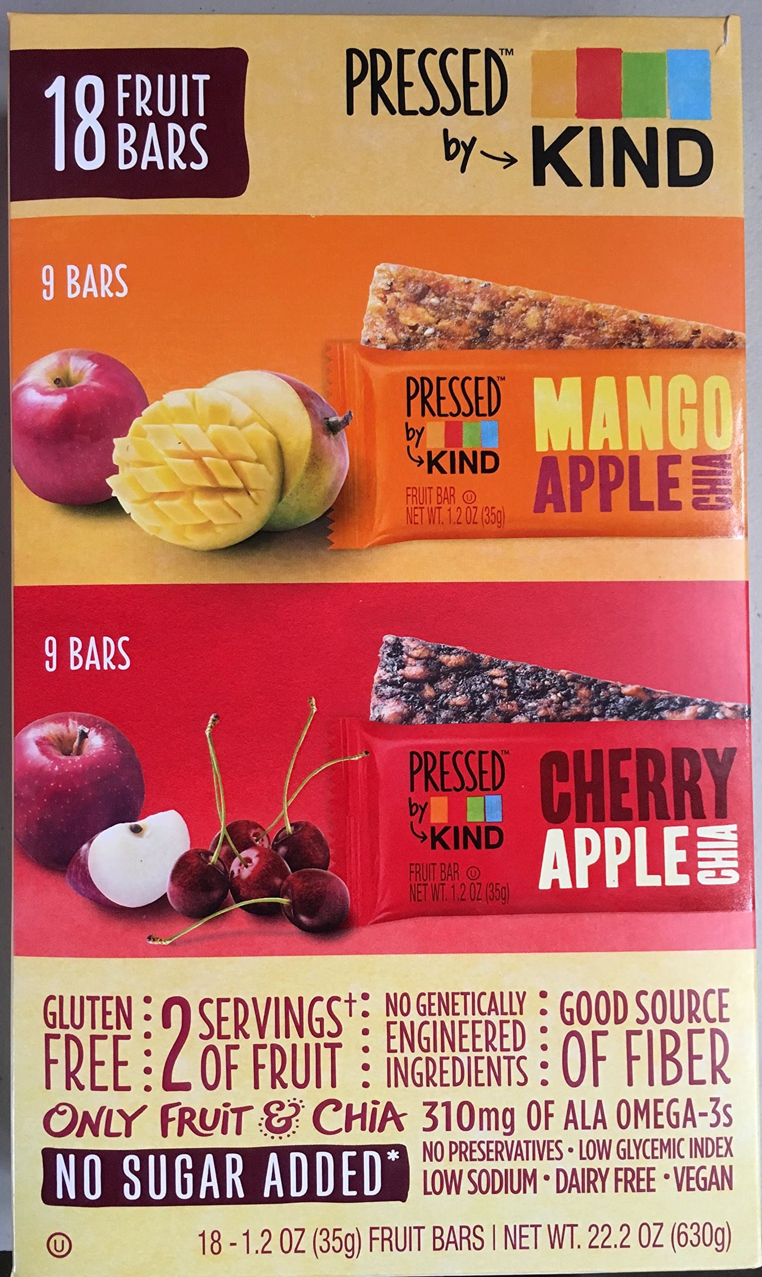 KIND Pressed by Bars - Mango Apple Chia + Cherry Apple Chia, 1.2 Oz, 18 Ct