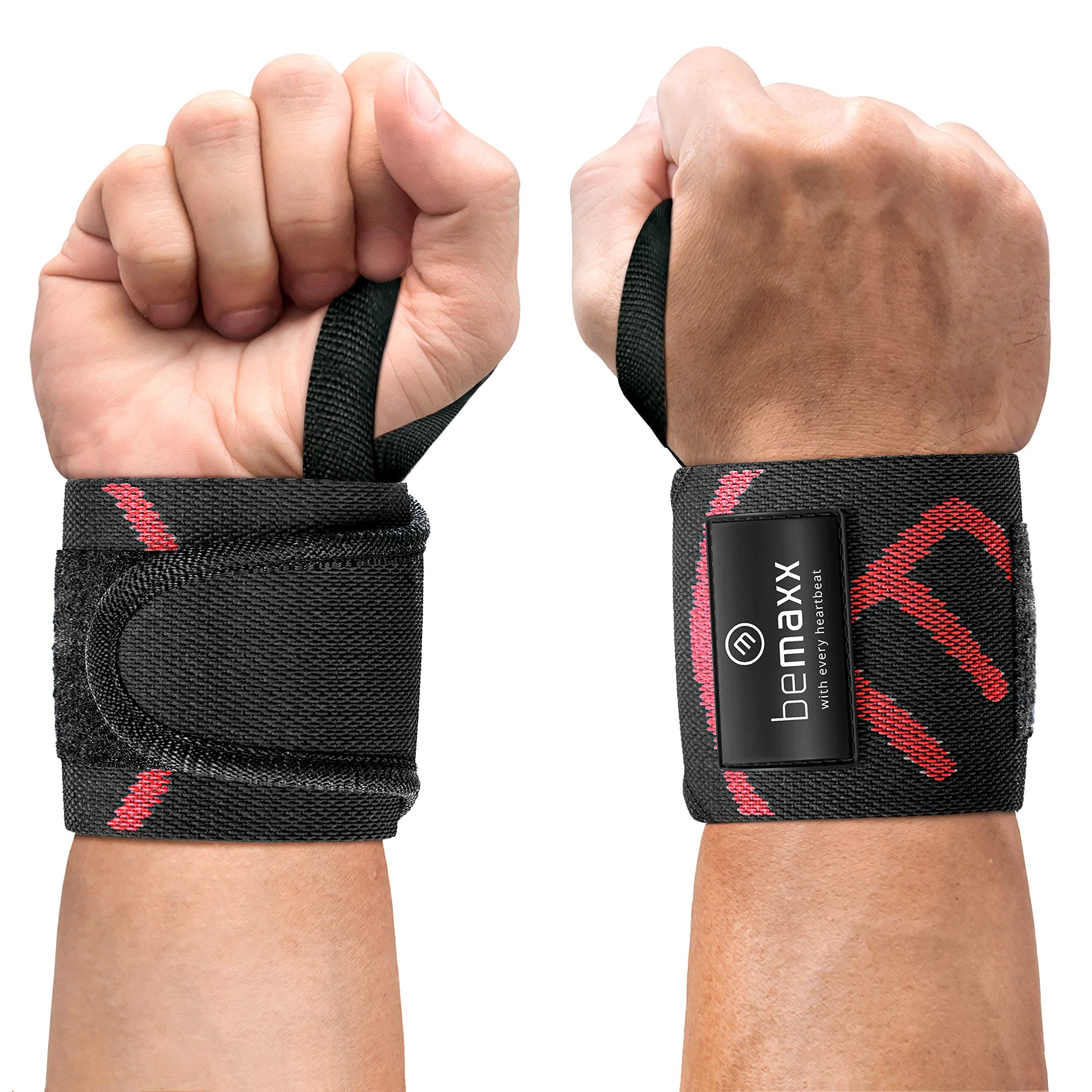 Wrist Wraps Weightlifting Powerlifting - Set of 2 One Size Women Men | Pro Weight Lifting Straps for Heavy Duty Strength Training, Bodybuilding Deadlift Gym Support Body Fitness Wristband Boxing Sport