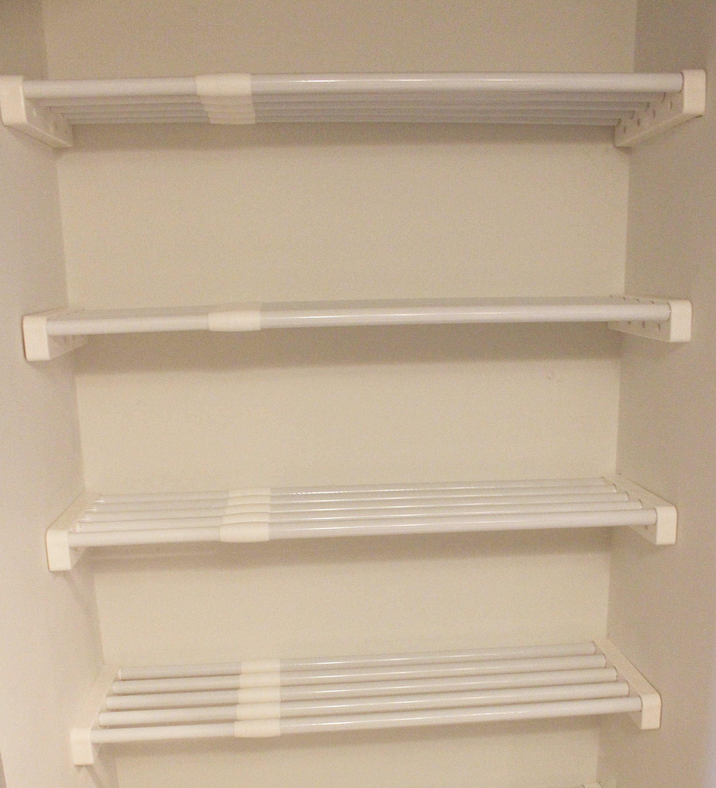 EZ Shelf - DIY Expandable Linen Closet Kit - Four 17.5"- 27" Expandable Shelves - White