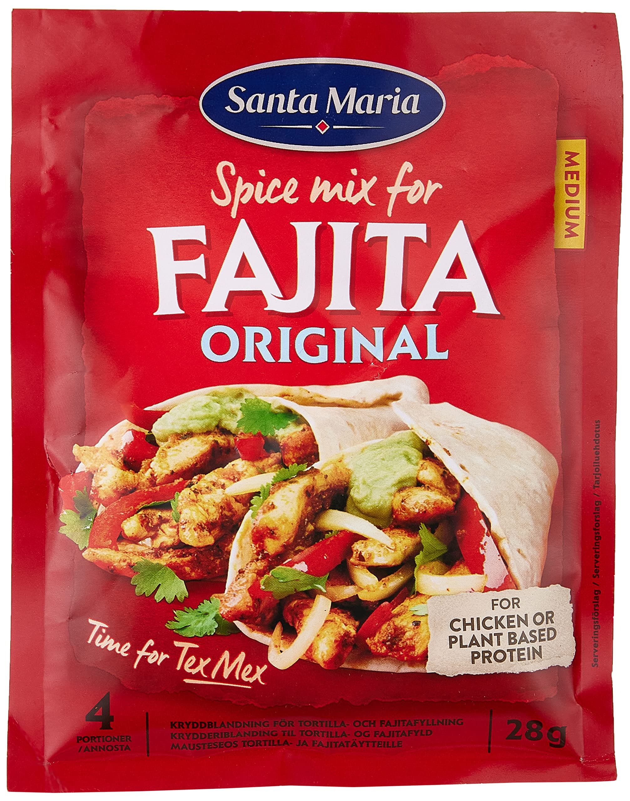 Santa Maria | 1 Bag Mix of Spices Seasoning for Fajita (1 Bag = 4 Servings) - 28 Gr