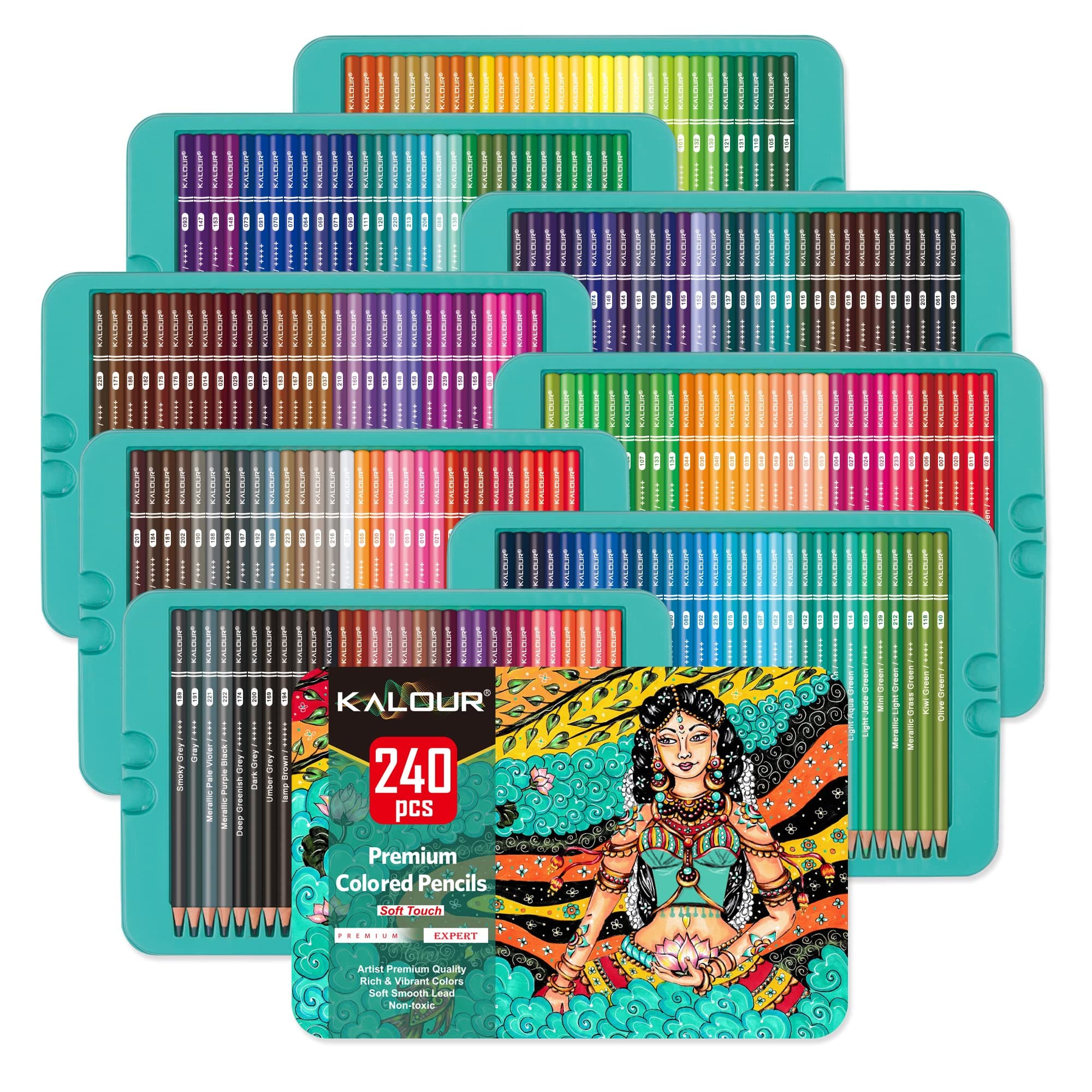 Professional Colored Pencils,Set of 240 Colors,Artists Soft Core with Vibrant Color,Ideal for Drawing Sketching Shading,Coloring Pencils for Adults Artists Beginners