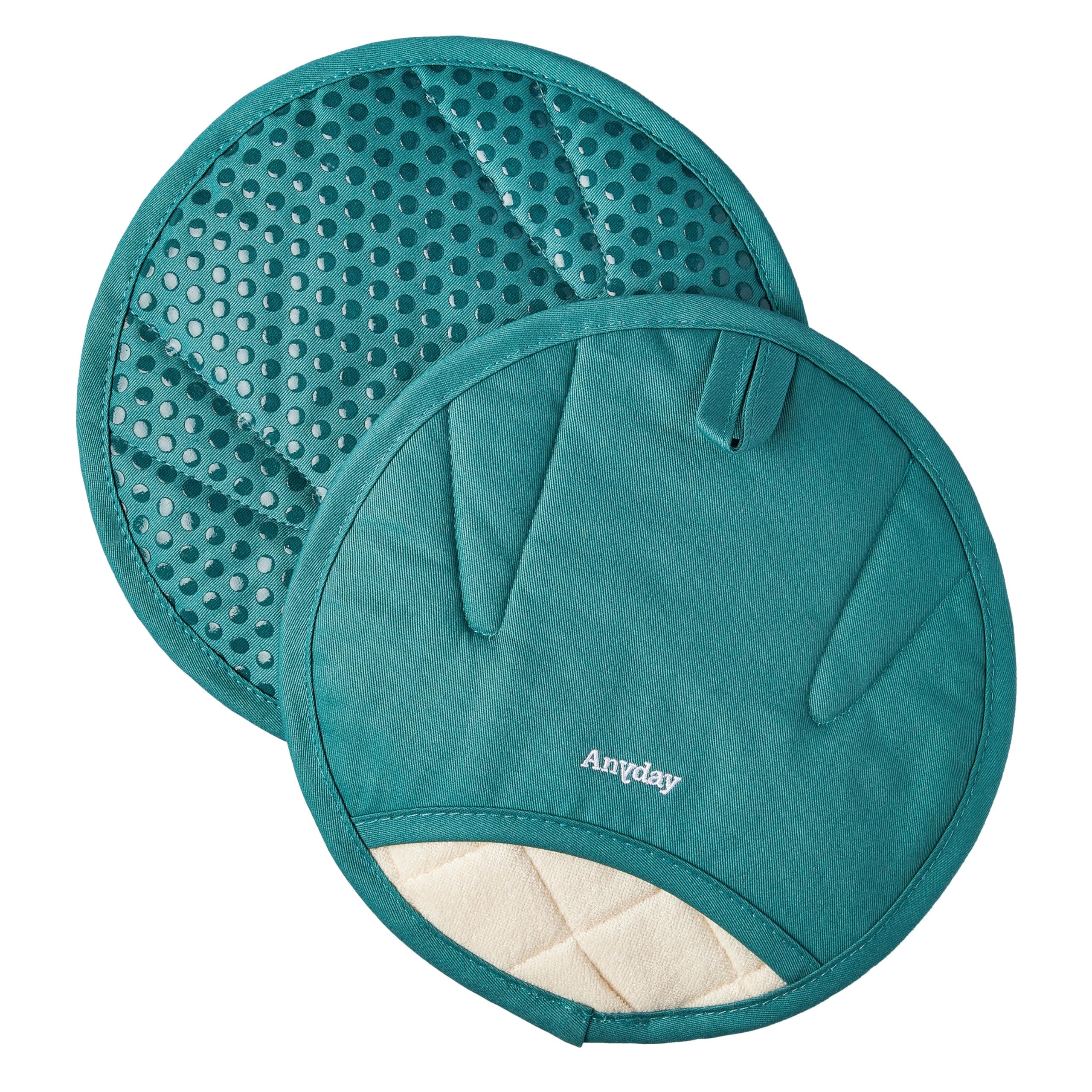 The Anyhand Mitts | Anyday Microwave Cookware | Universal Fit Oven Glove Set | Circular Design Oven Mitts Lined with Silicone Dots | 1 X Oven Mitt Set