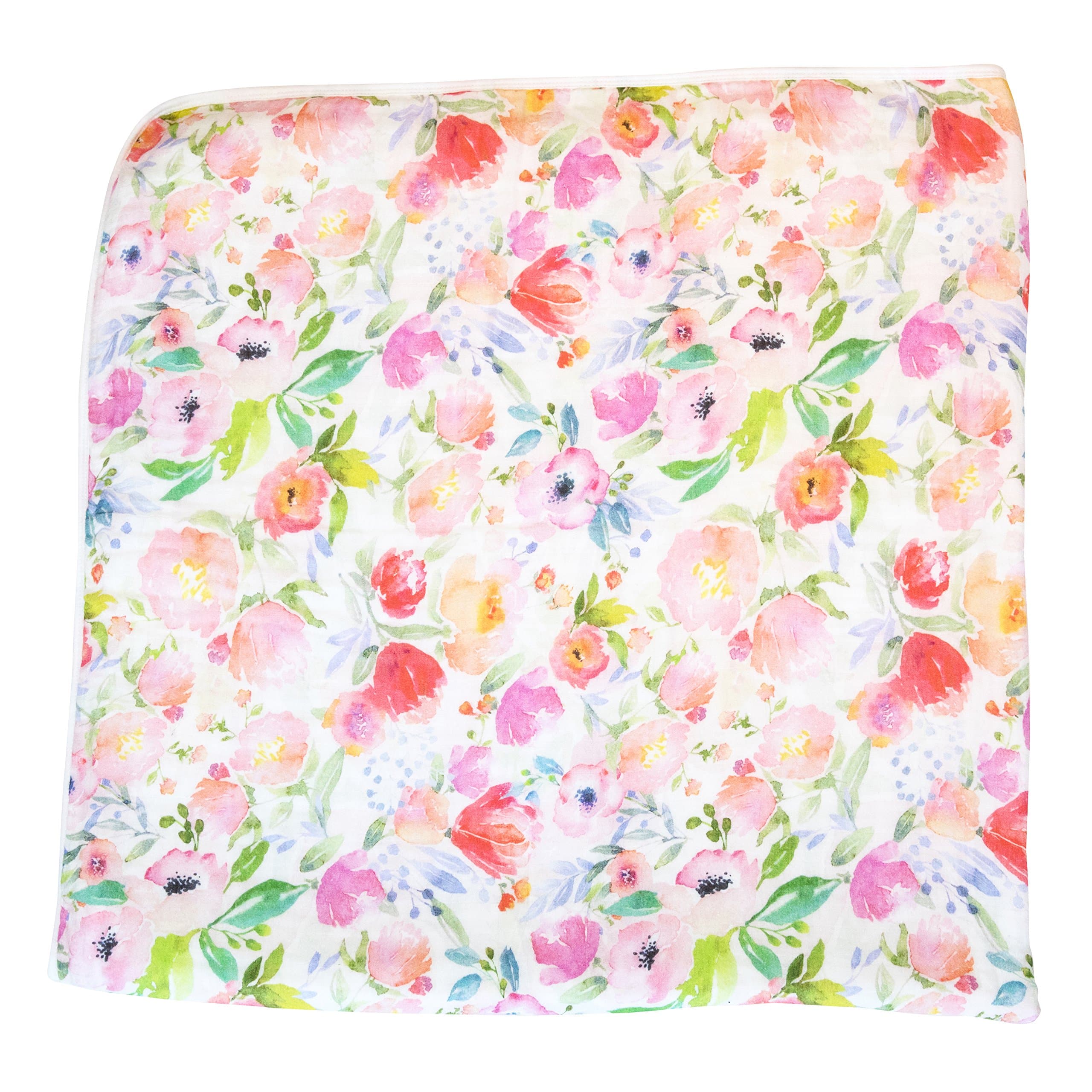 ADDISON BELLE Dream Everything Blanket - 100% Muslin Cotton - Oversized 47 inches x 47 inches - Premium 4 Layer Blanket (Watercolor Floral)