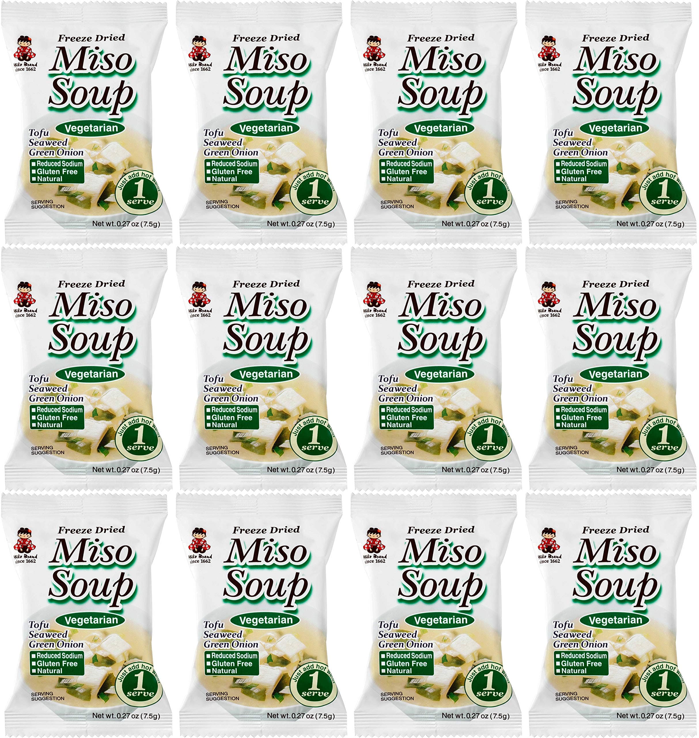Miko Brand Freeze Dried Soup, Vegetarian, miso, 3.24 Ounce (Pack of 12)