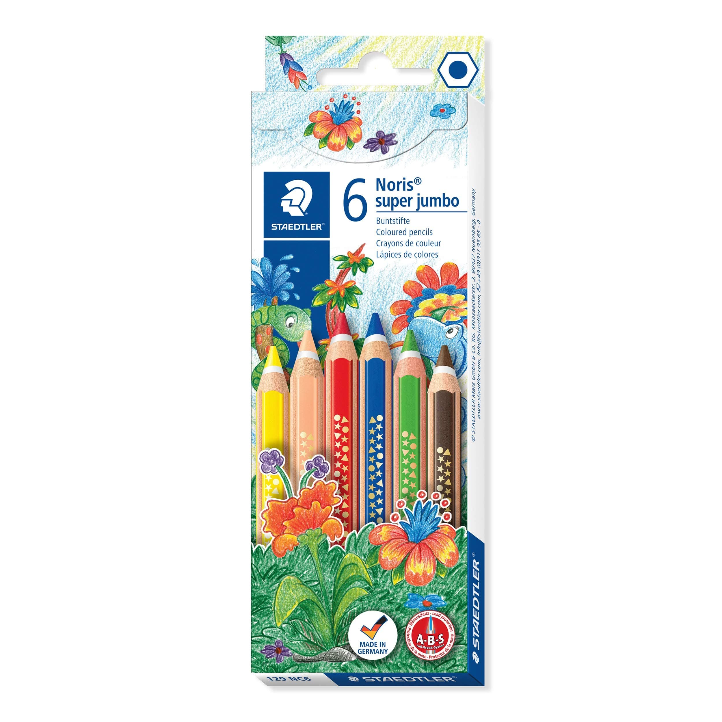 STAEDTLERNoris Club 19.6 x 6.6 x 1.2 cm Triangular Super Jumbo Coloured Pencil 129 NC10, Assorted, Pack 10