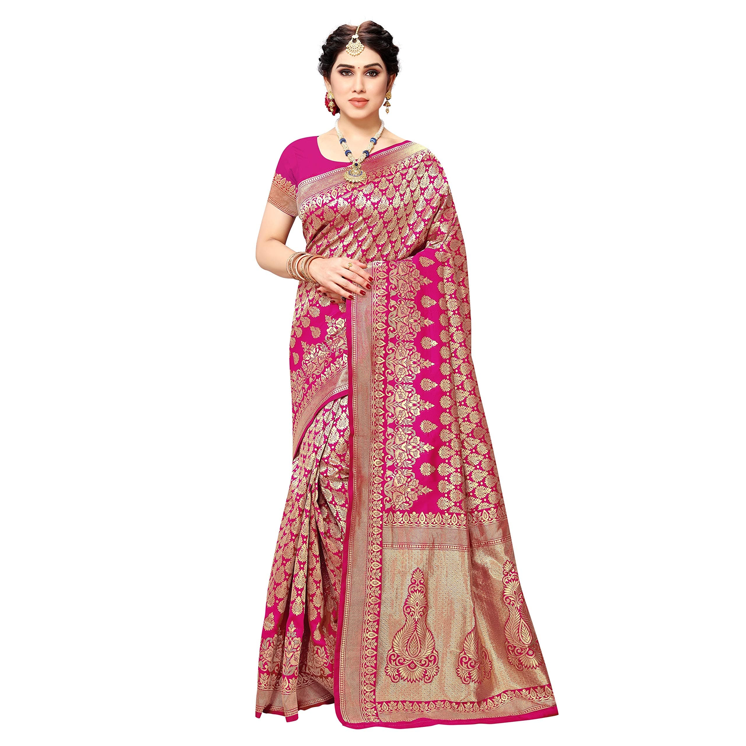 Sidhidata Women's Jacquard Silk Saree with Blouse Piece