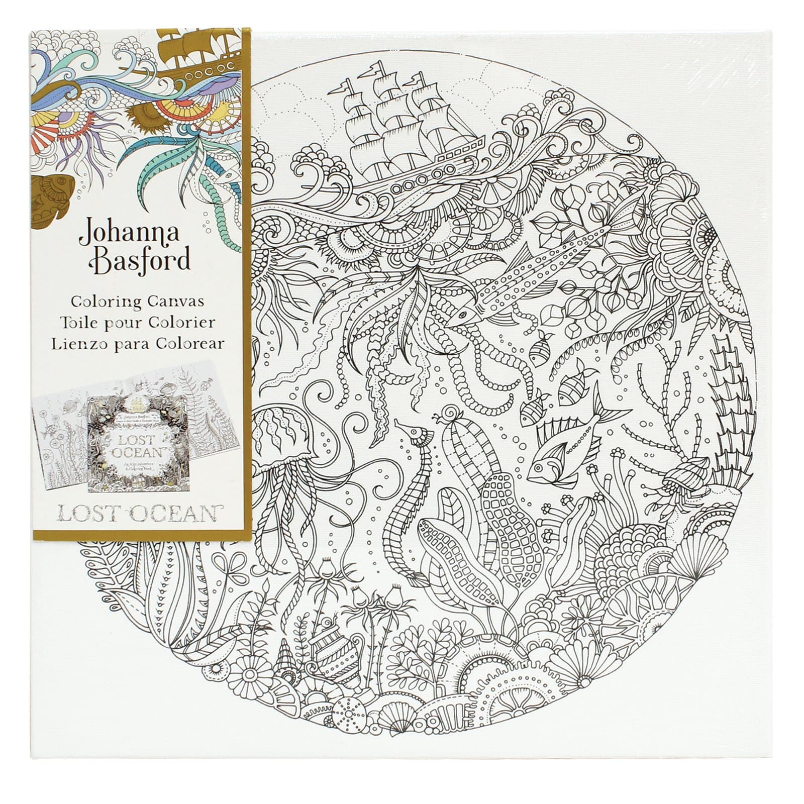 Johanna Basford Lost Ocean Coloring Canvas-Ship at Sea