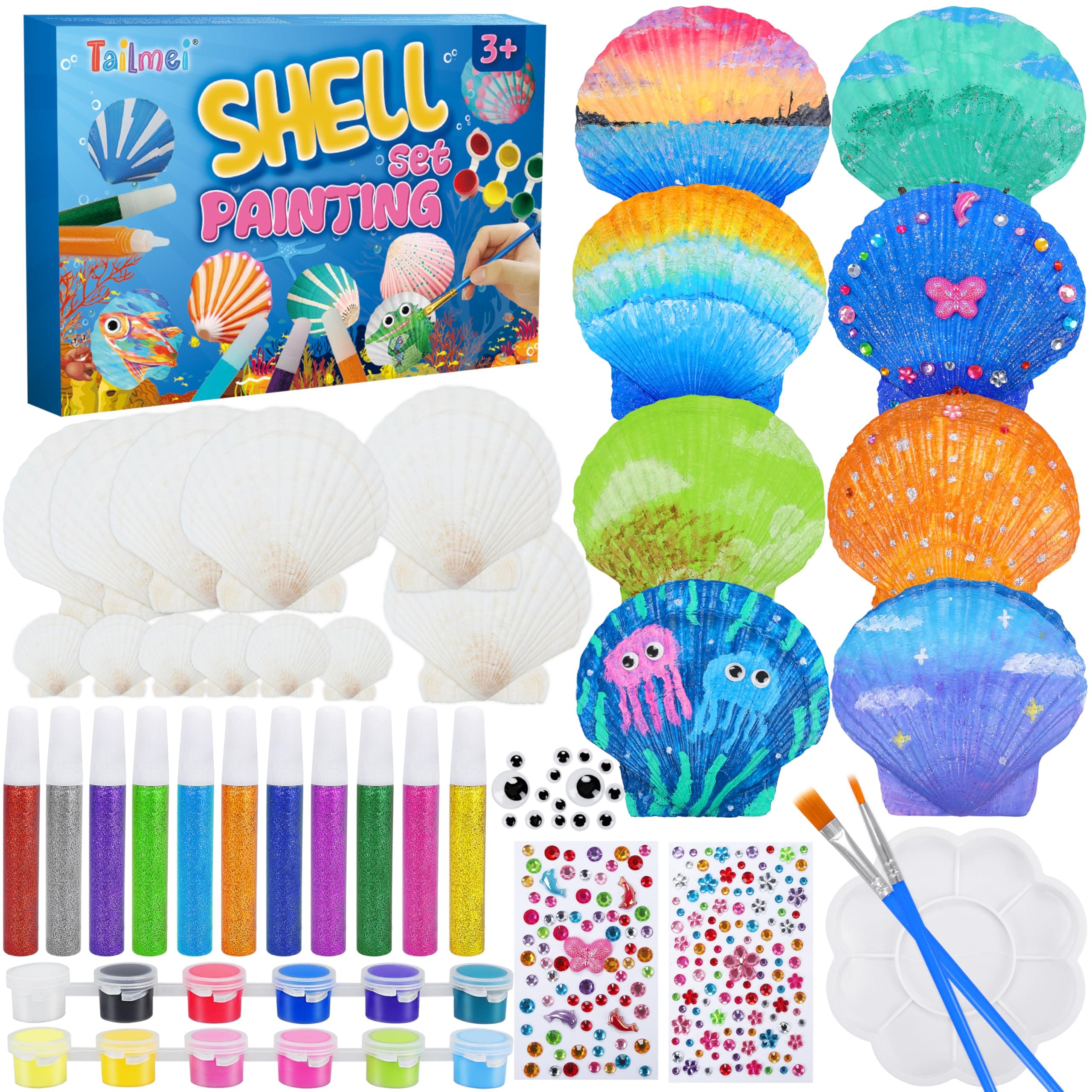 TailmeiSea Shell Painting Kit for Kids,Art and Craft Kits,DIY Painting Gifts for Girls Boys,Birthday Gifts for Age 5 6 7 8 9 10 11 12 Year Old Girls Boys