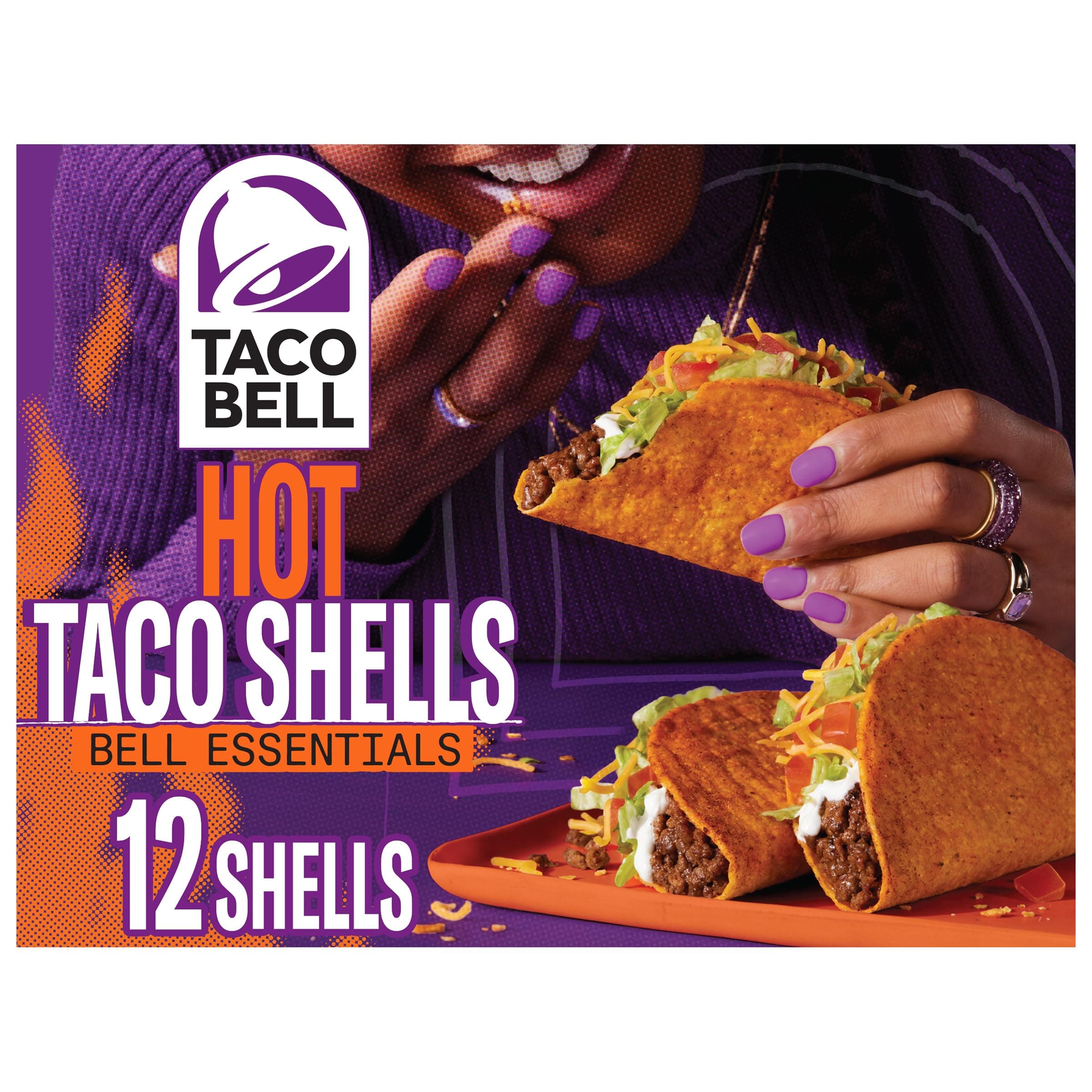 Taco Bell Hot Crunchy Seasoned Flavor Taco Shells, 12 ct Box