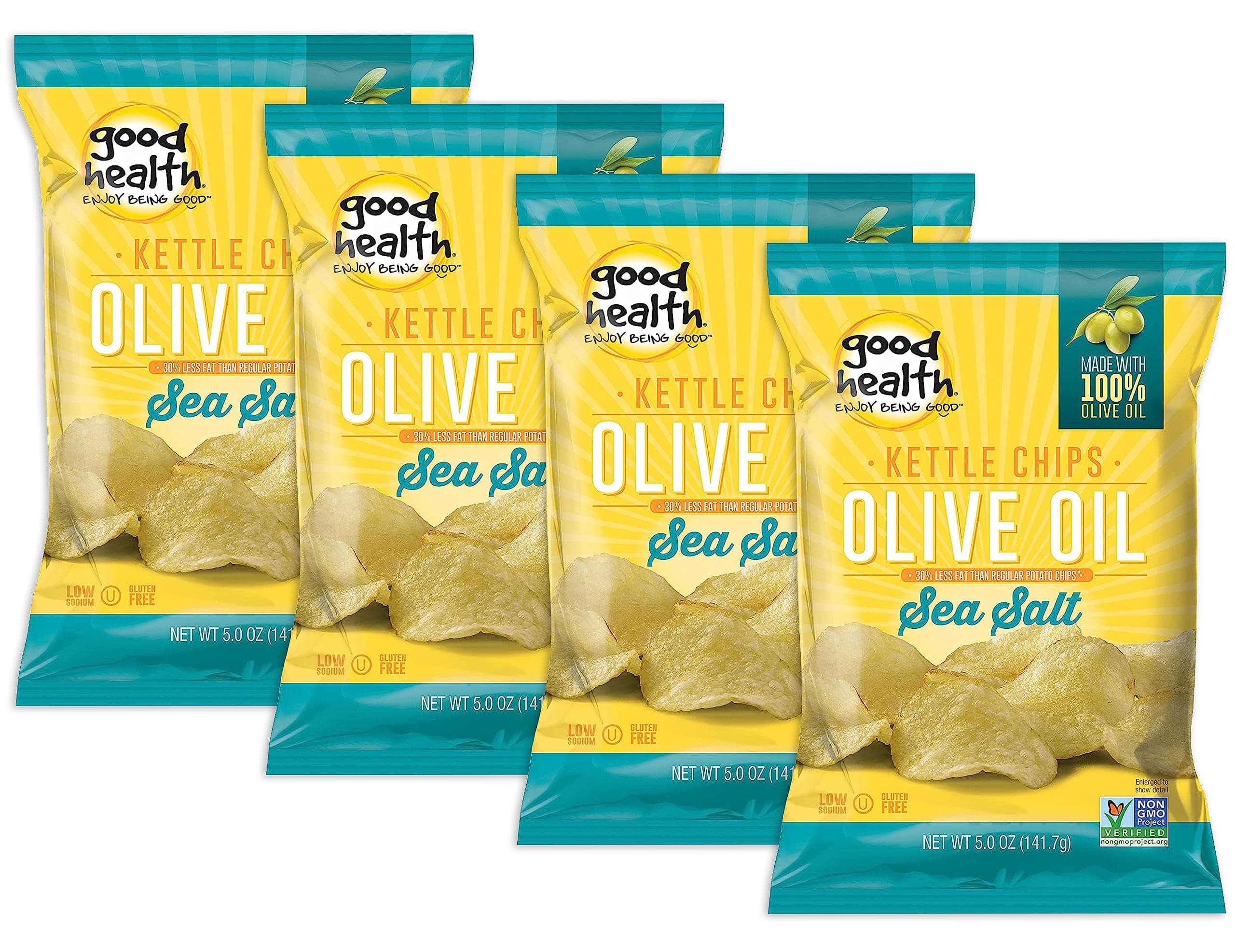Olive Oil Kettle Style Chips with Sea Salt 5 oz. Bag (4 Bags)