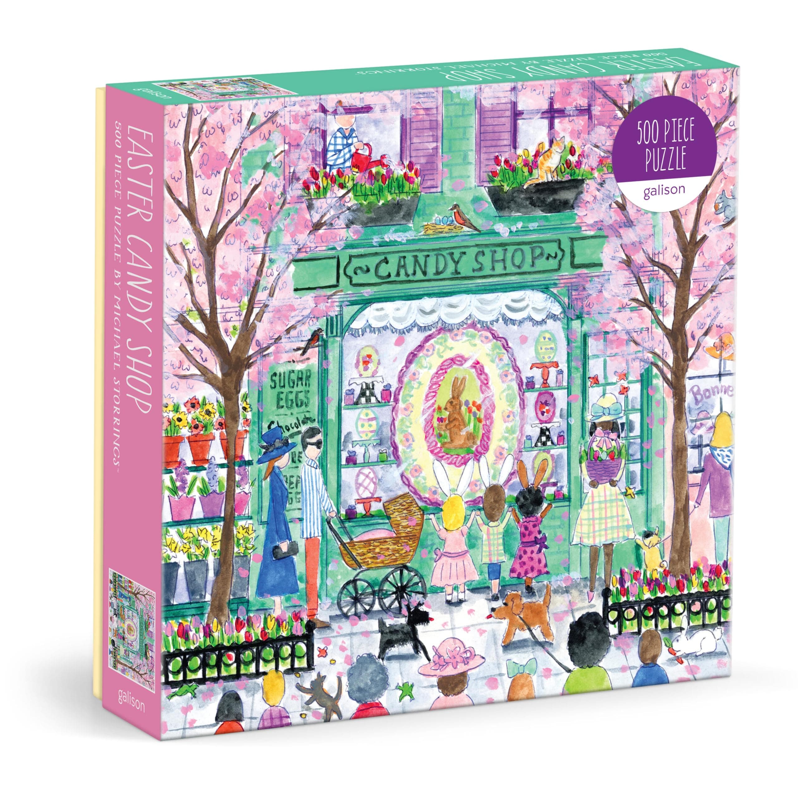 Easter Candy Shop – 500 Piece Michael Storrings Jigsaw Puzzle Featuring Beautiful Artwork of an Easter Candy Confectionery