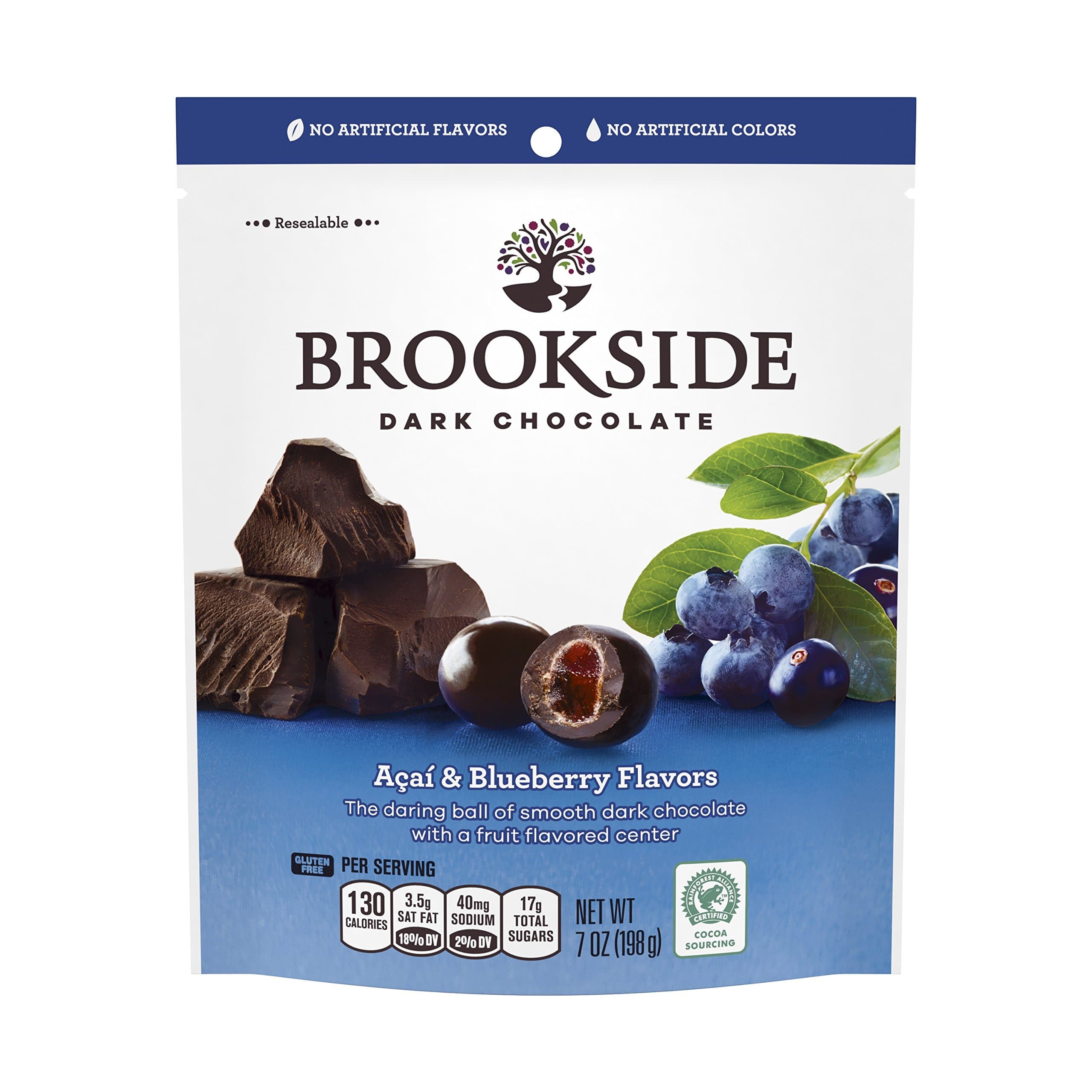 Dark Chocolate Candy, Acai and Blueberry Flavors, 7 Ounce (Pack of 4)