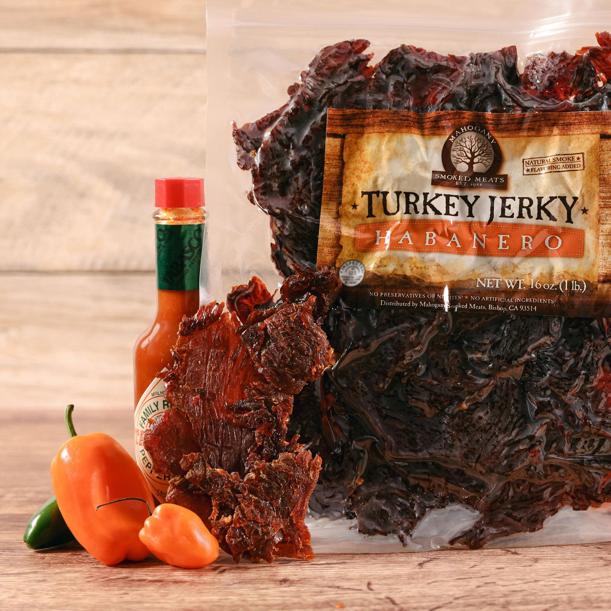 Mahogany Smoked Meats: Habanero Turkey Jerky - 16oz