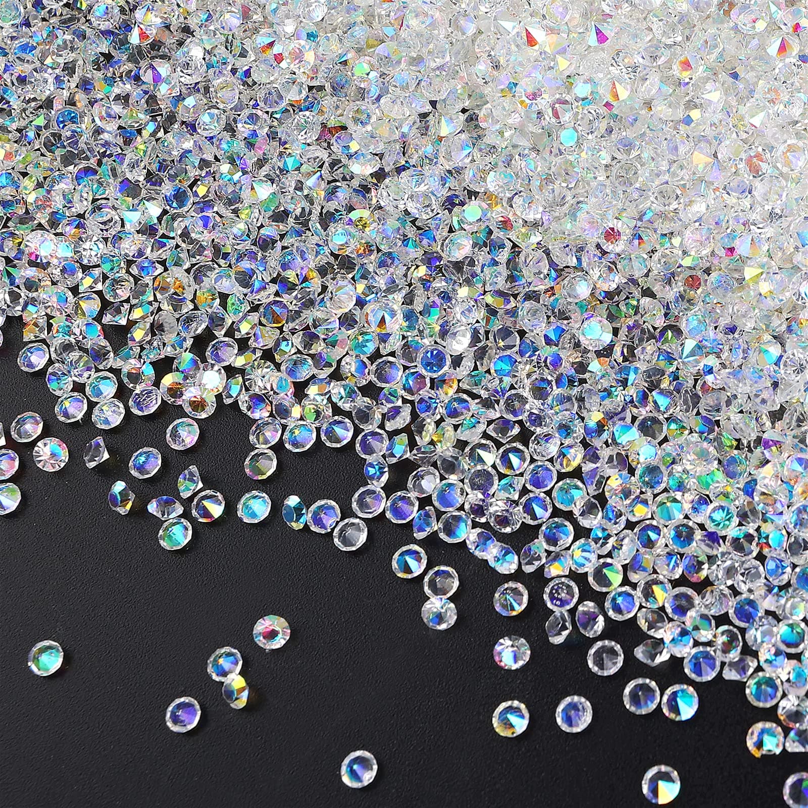 14400Pcs Acrylic Clear Diamond 3MM Rhinestones Vase Fillers Small Diamond Confetti Crystal Ab Rhinestones for Table Centerpiece Wedding Party Birthday Decorations