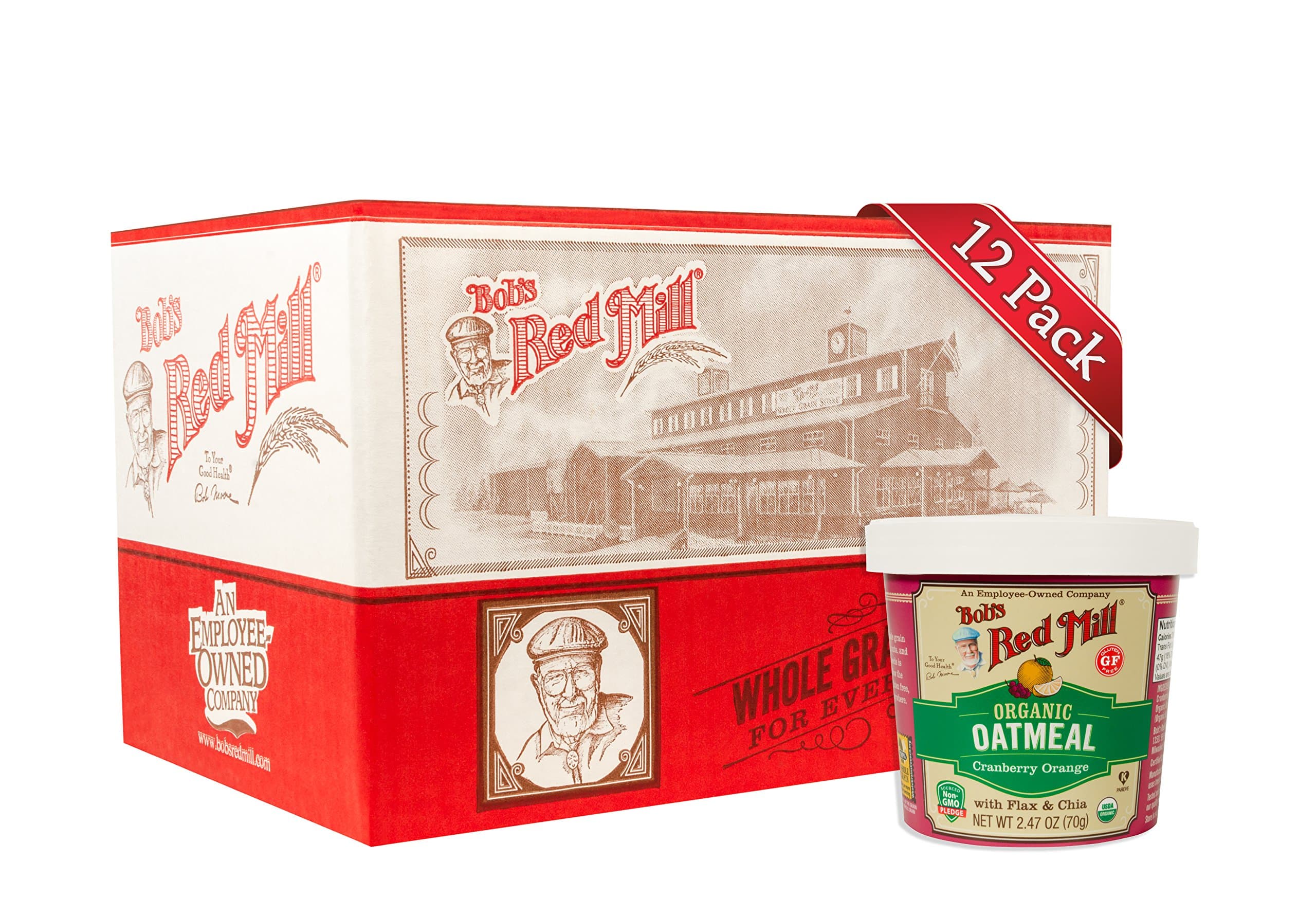 Bob's Red Mill Organic Oat Cup, Cranberry Orange, 1 cup (Pack of 12)- Non GMO, Whole Grain, Kosher