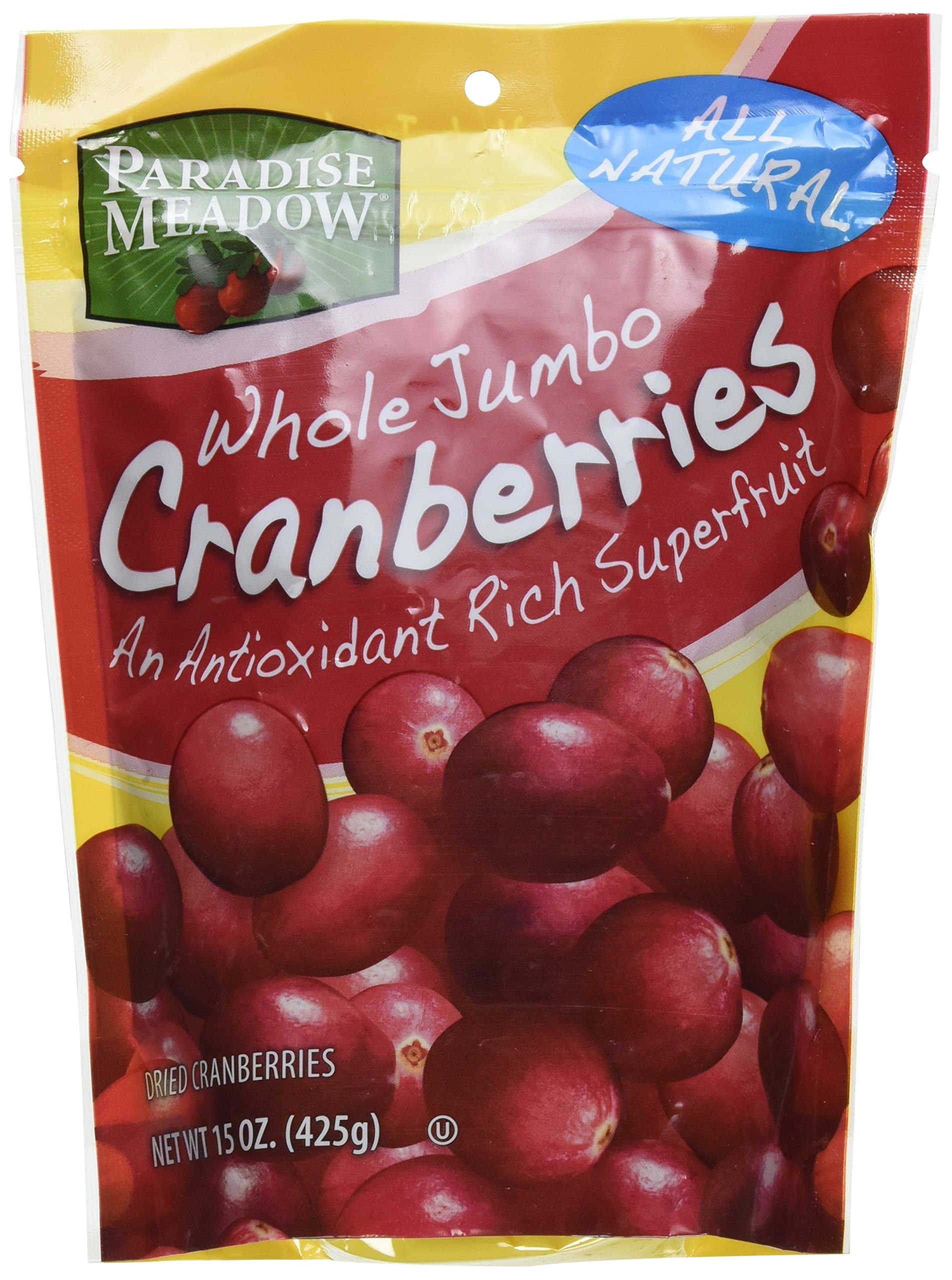 Paradise Meadow Whole Premium Dried Cranberries, 15 Ounce