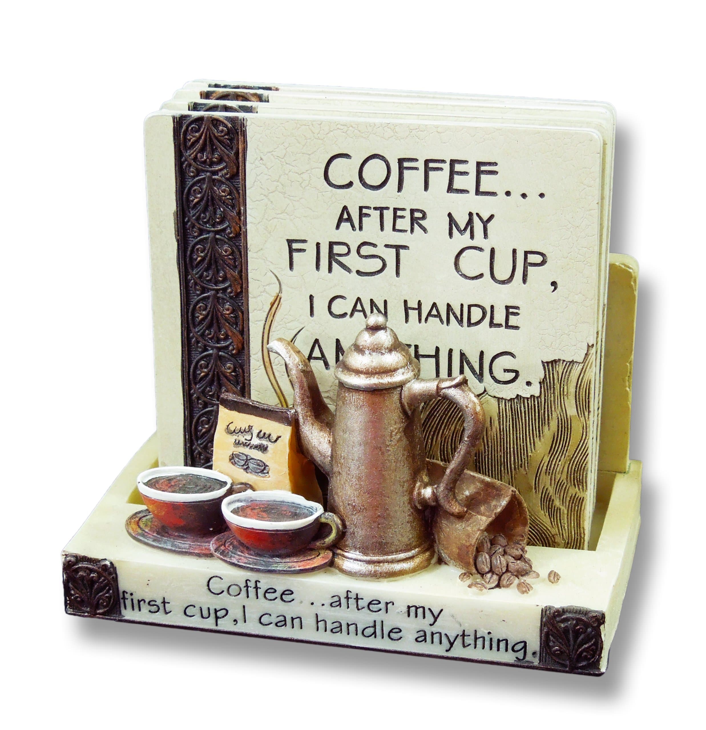 Whimsical Coffee Themed Coaster Gift Set