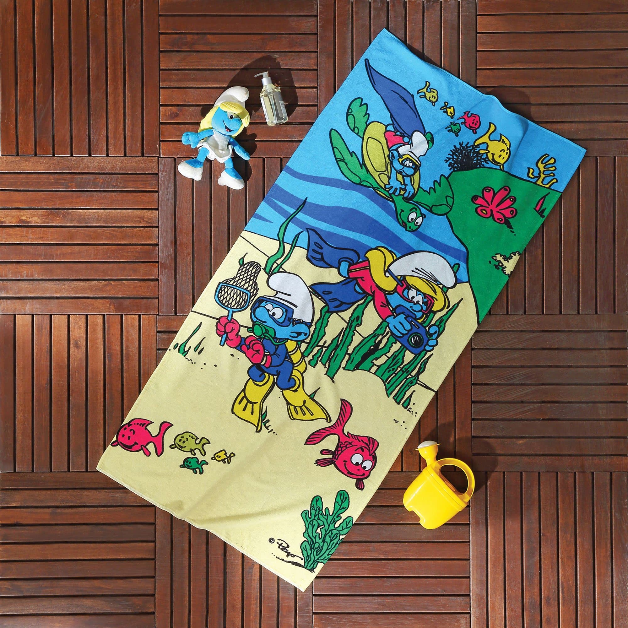 Newy Home Underwater Blue Bath Beach Towel for swim, pool, yoga and spa (75x150 cm), Luxury Colorful Cartoon Characters Printed 100% Pure Cotton