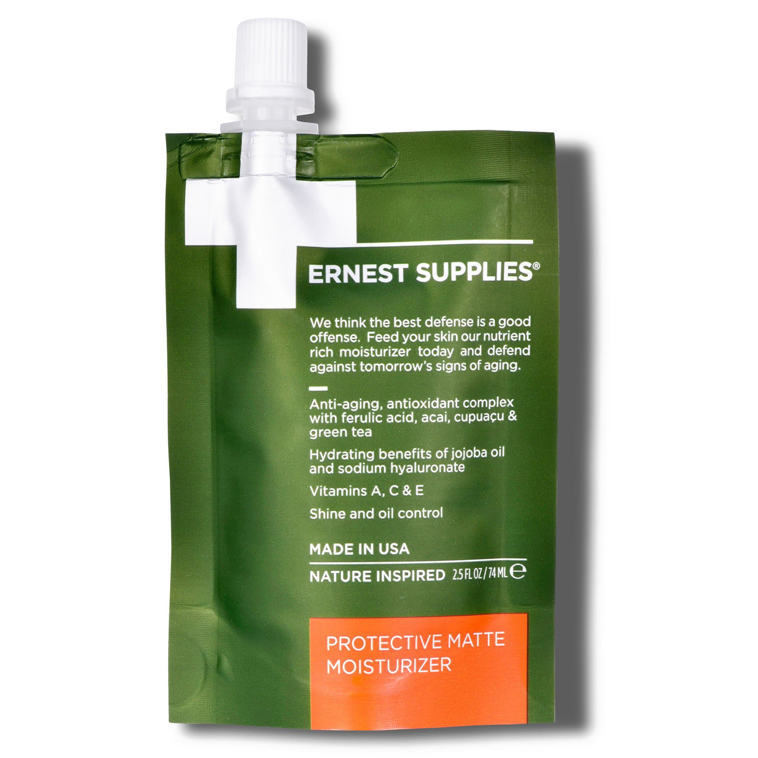 Ernest Supplies Protective Matte Moisturizer | Plant-Based Moisturizing Face Lotion - Eco-Friendly Easy For Travel Or Gym - Hydrating Nutrient-Rich Daily Facial Cream | 2.5 Fl Oz