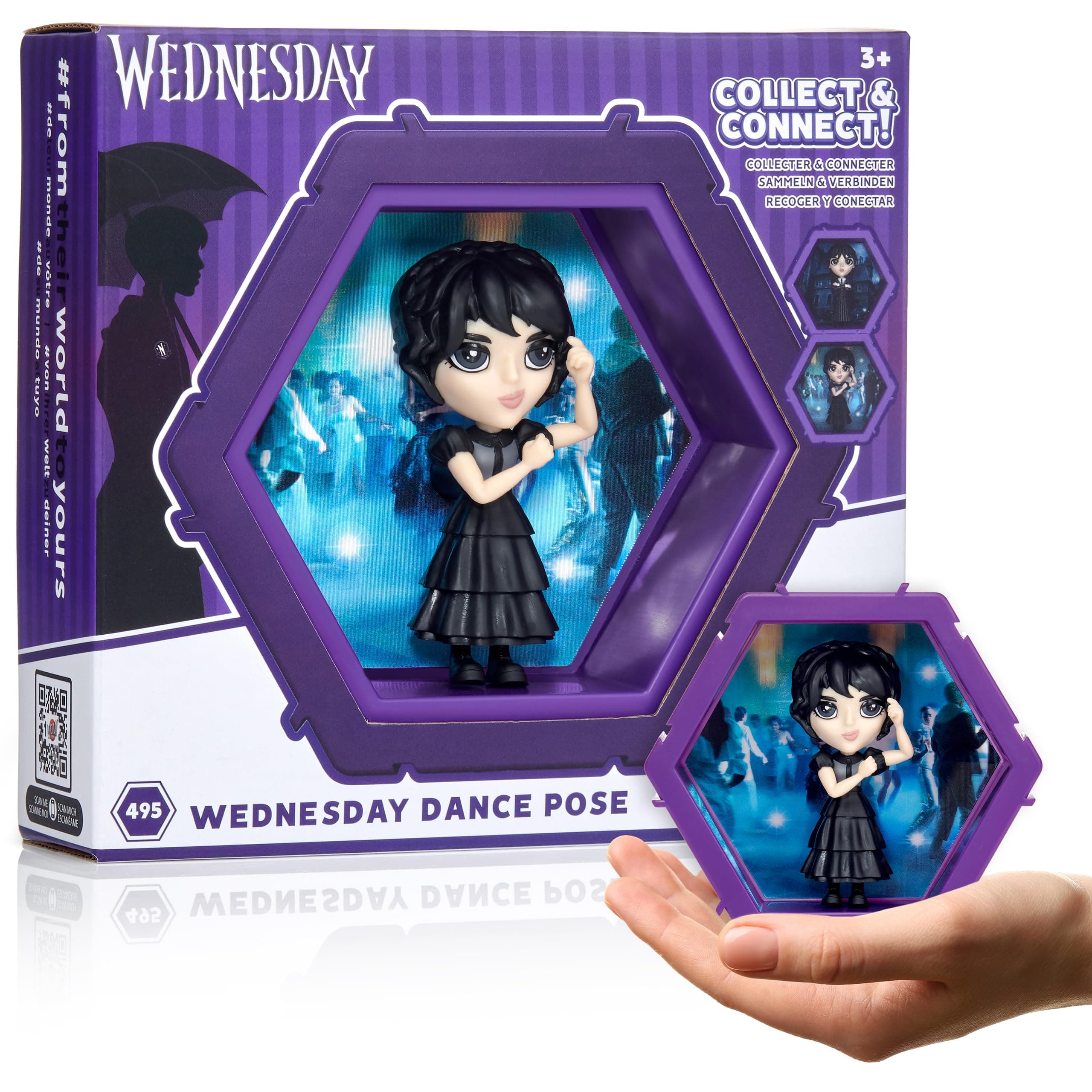 WOW! PODS 4D Wednesday School Dance | Connectable, Collectable Bobblehead Figure that Bursts From Their World into Your World | Wall or Shelf Display | Wednesday Addams Toys and Gifts