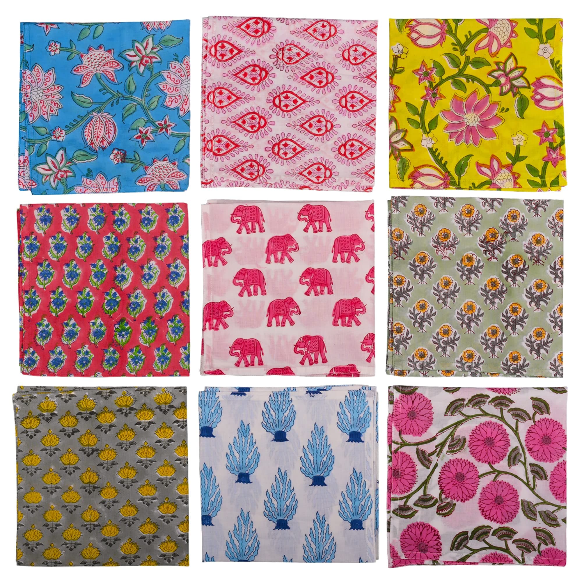 10 Pc Cotton Cloth Napkins Hand Block Print Hand Made Size 16x16 Inch Printed Home Decor Indian Eco Friendly Mix Lot Dinner Napkins