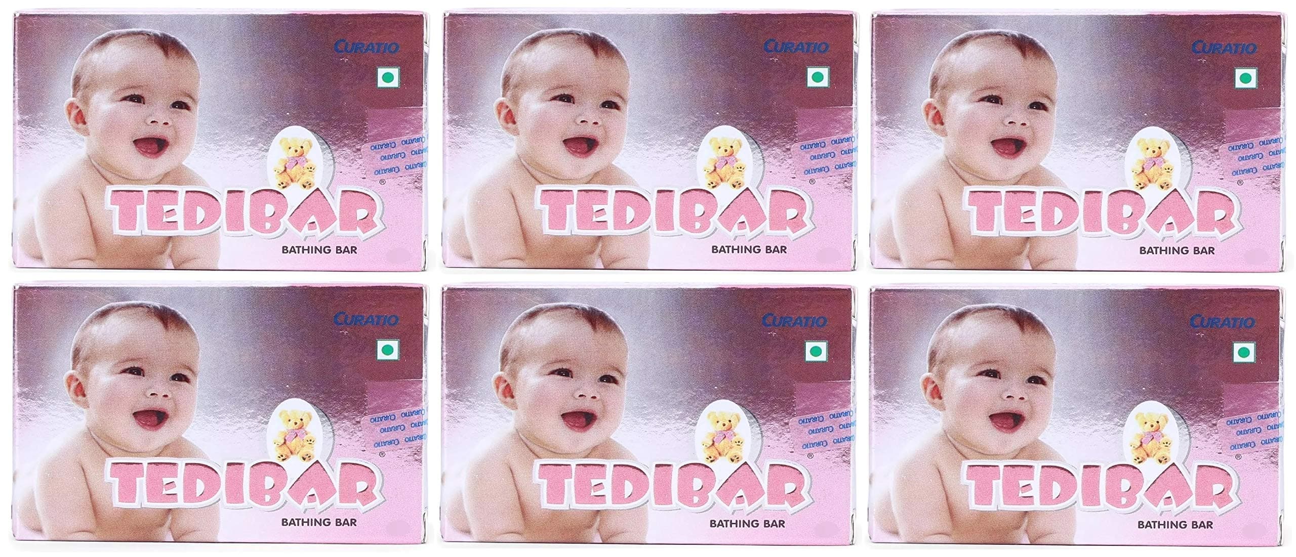 CURATIO Tedibar Baby Bathing Bar, 75 g Each - Pack of 6