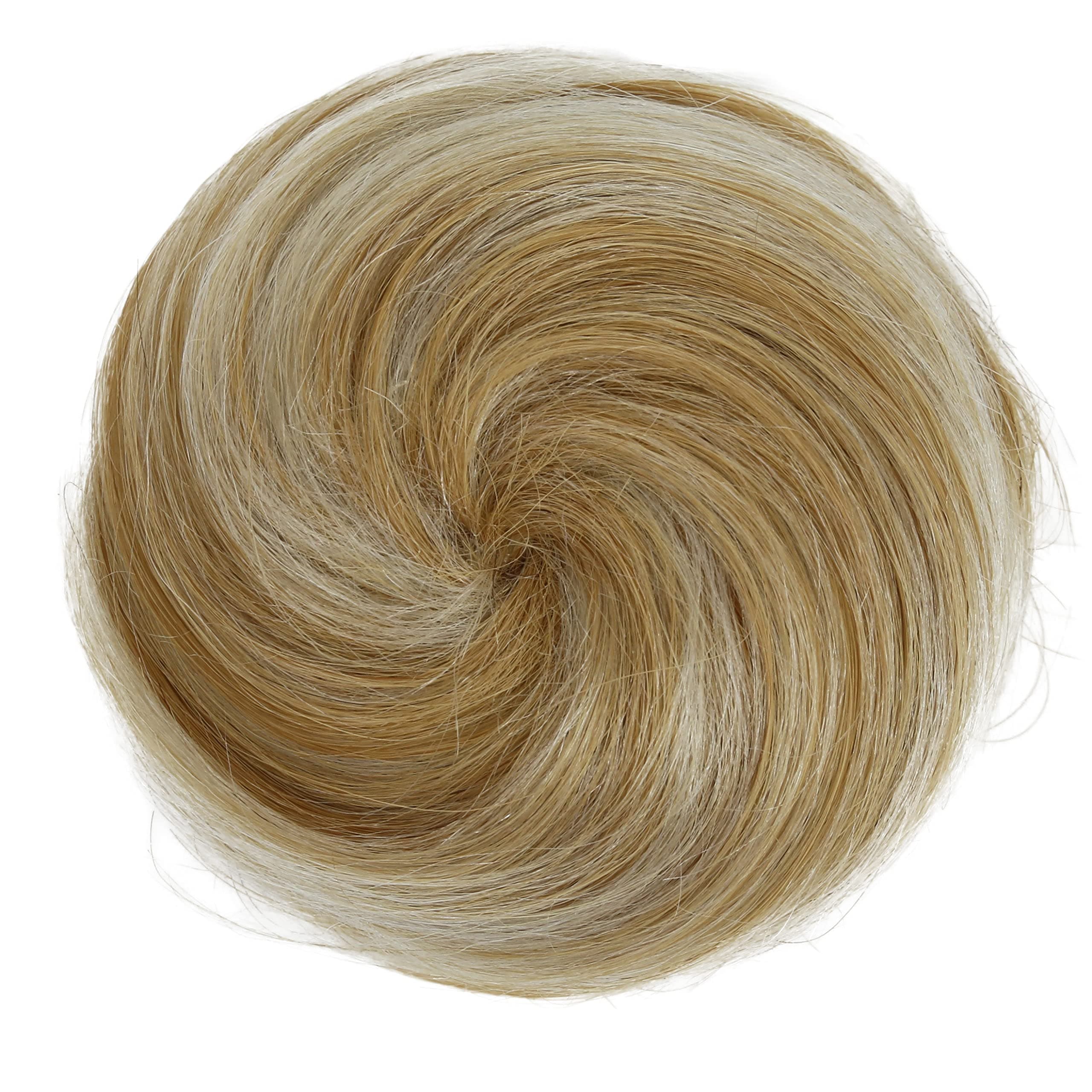 CAISHA100% HUMAN HAIR Bun Updos Hair Piece Hepburn Scrunchie Blonde Mix H311a