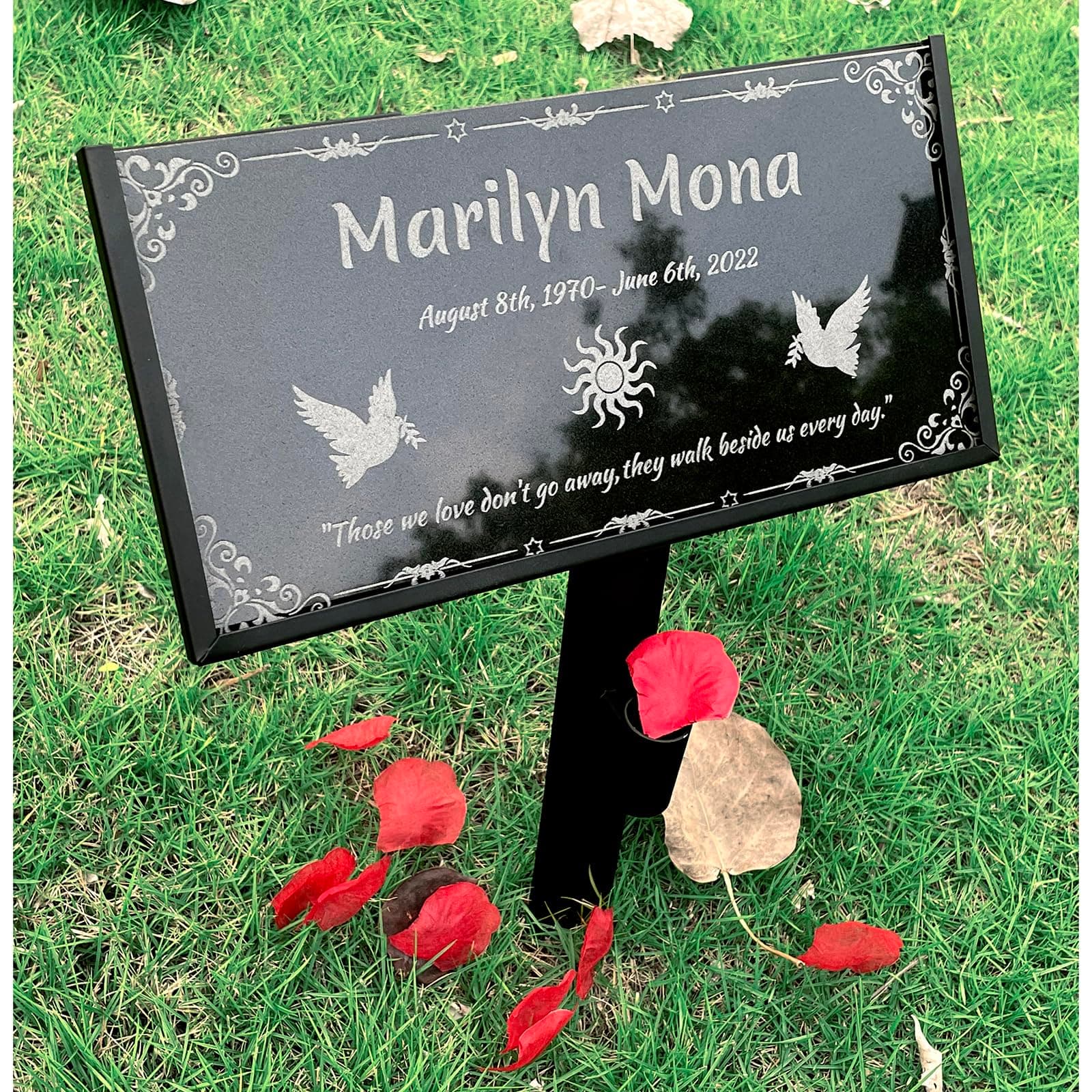Personalized Memorial Granite Stone,Headstones for Graves,Garden Memorial Stones,Memorial plaques for Outdoors,Cemetery headstones,Grave Marker,Memorial Stones for Loved Ones (Dove-2)