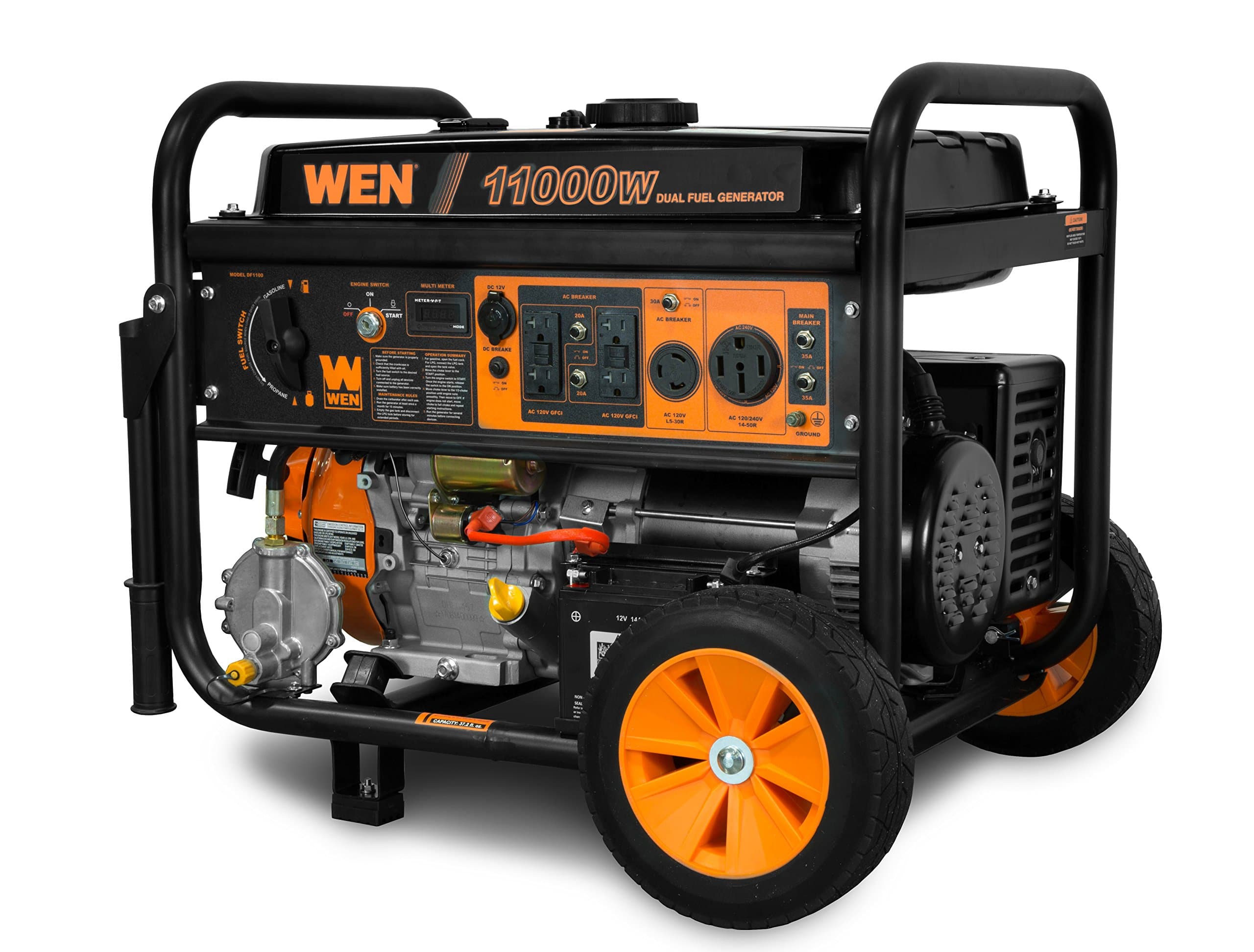 11,000-Watt 120V/240V Dual Fuel Portable Generator with Wheel Kit and Electric Start (DF1100T)
