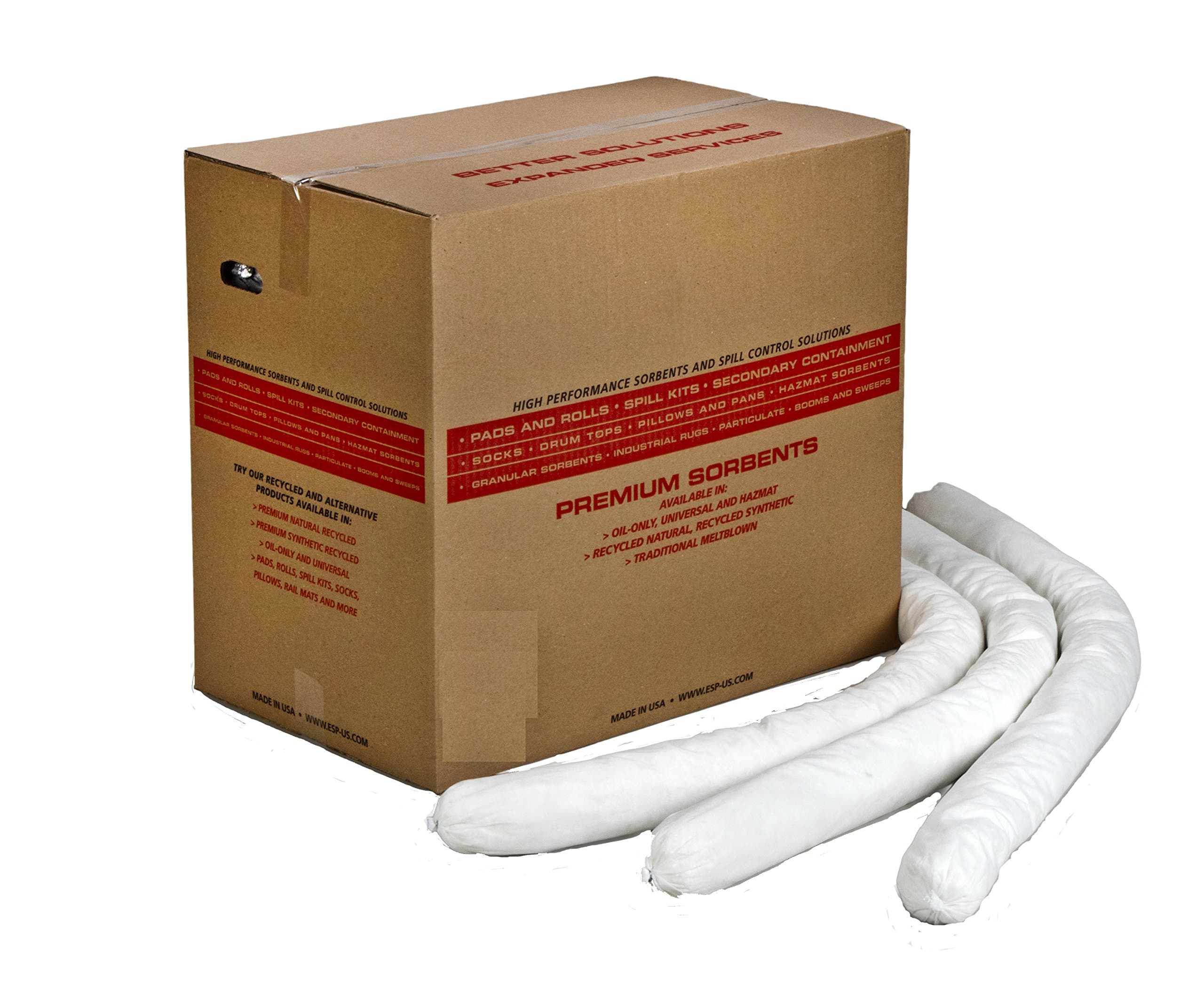 Evolution Sorbent Products 12WS34SB Poly-Cellulose Oil only Super Absorbent Flake Sock, 21 gal Absorbency, 3" Diameter x 48" Length, White (Pack of 12)