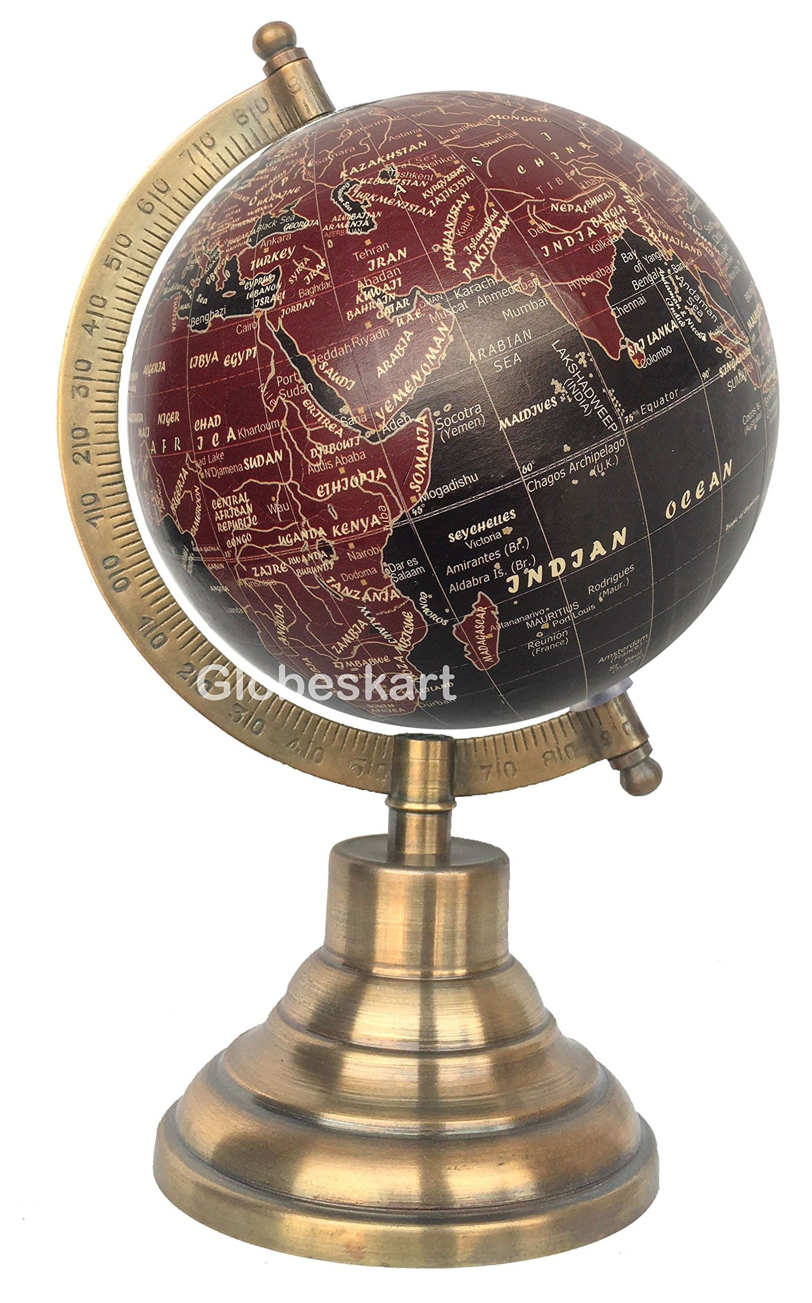 Globeskart Educational/Antique Globe with Brass Antique Arc and Base / World Globe / Home Decor / Office Decor / Gift Item / 5 inches (Black Chocolate)