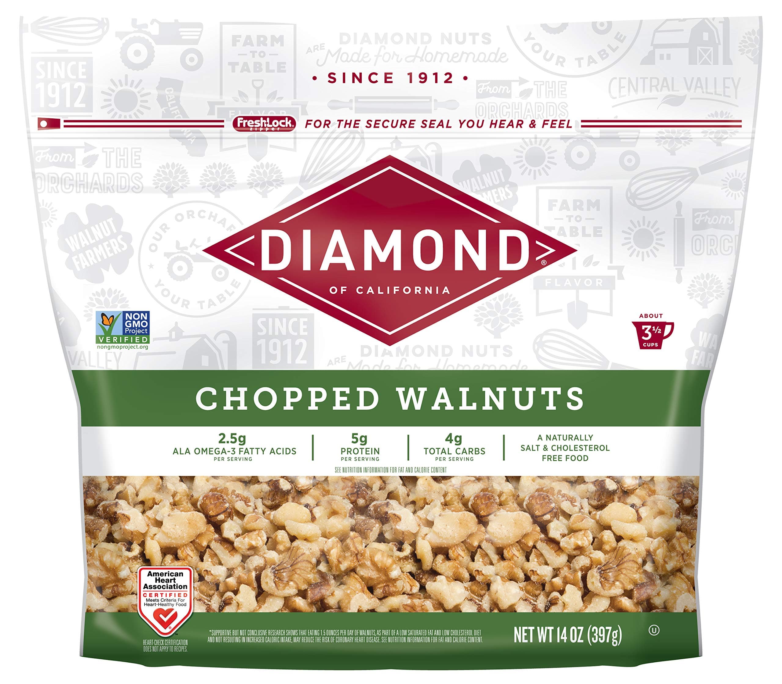 Diamond of California, Chopped Walnuts, 14 Ounce (Pack of 12)