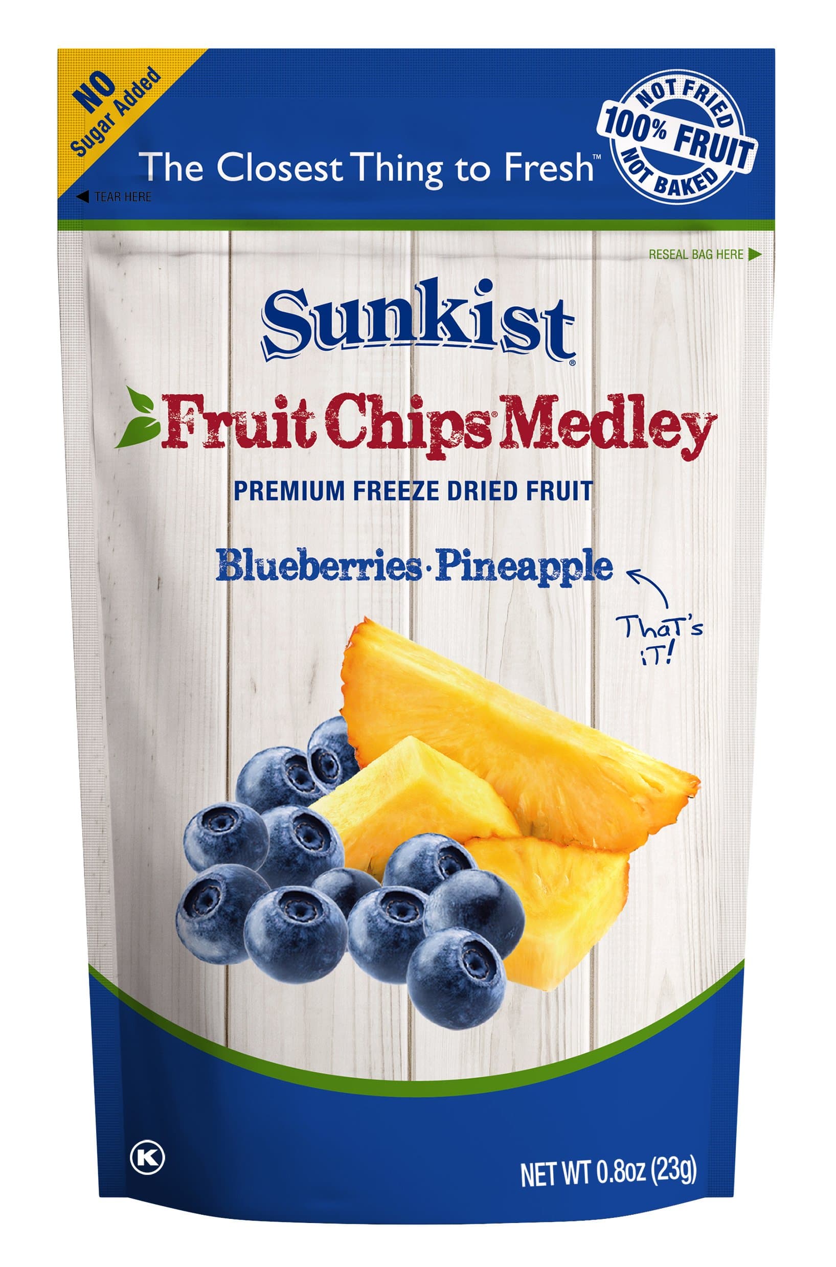SUNKIST Fruit Chips Medley, Blueberries - Pineapple 0.8 oz. (8 pack)