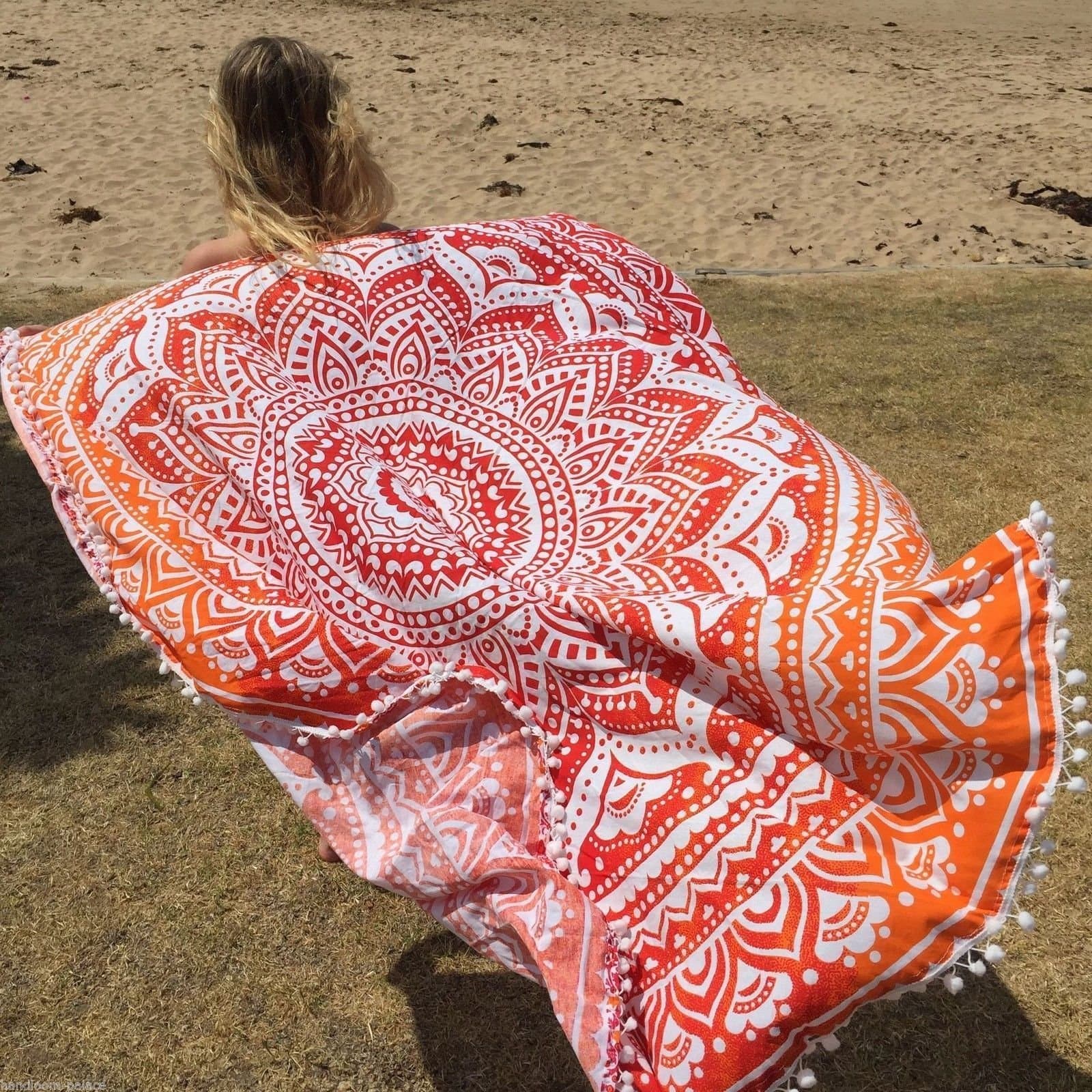 KNACKY Indian Roundie Tapestry Bohemian Cotton Prayer Rug Indian Round Wall Hanging