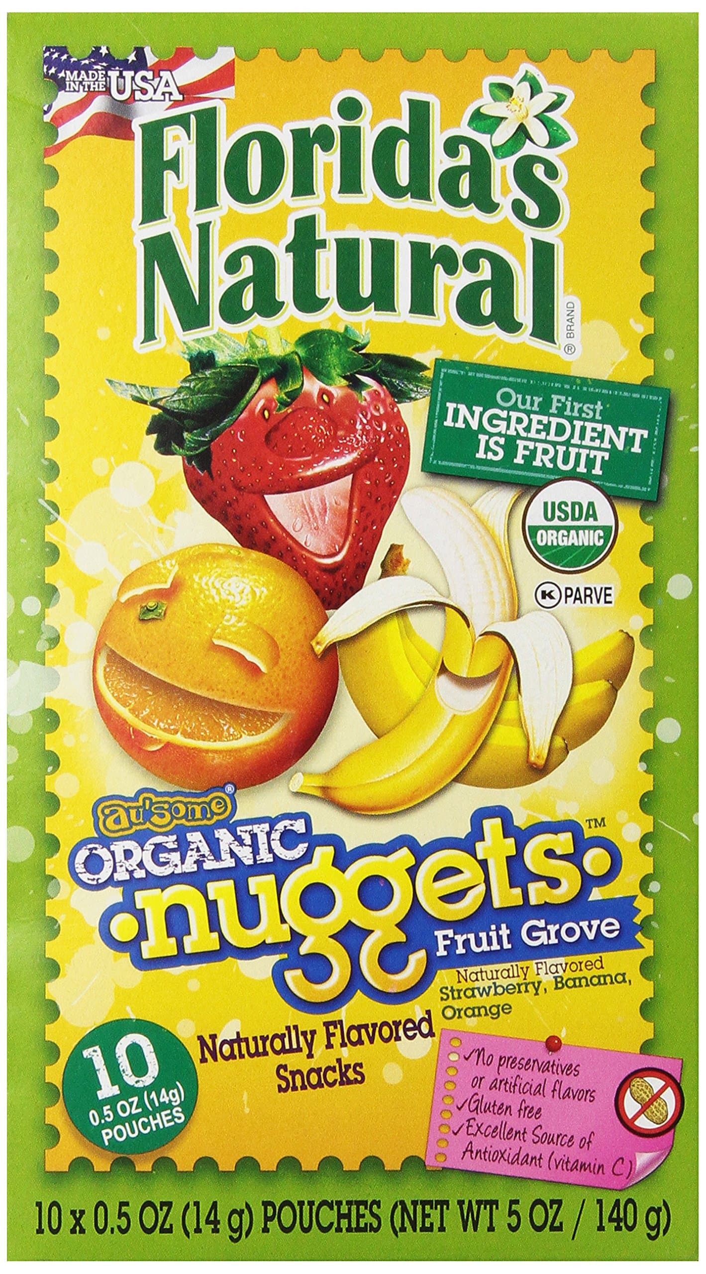Florida's Natural Fruit Grove Au'some organic. Nuggets 10 count 0.5 oz (14g) pouches