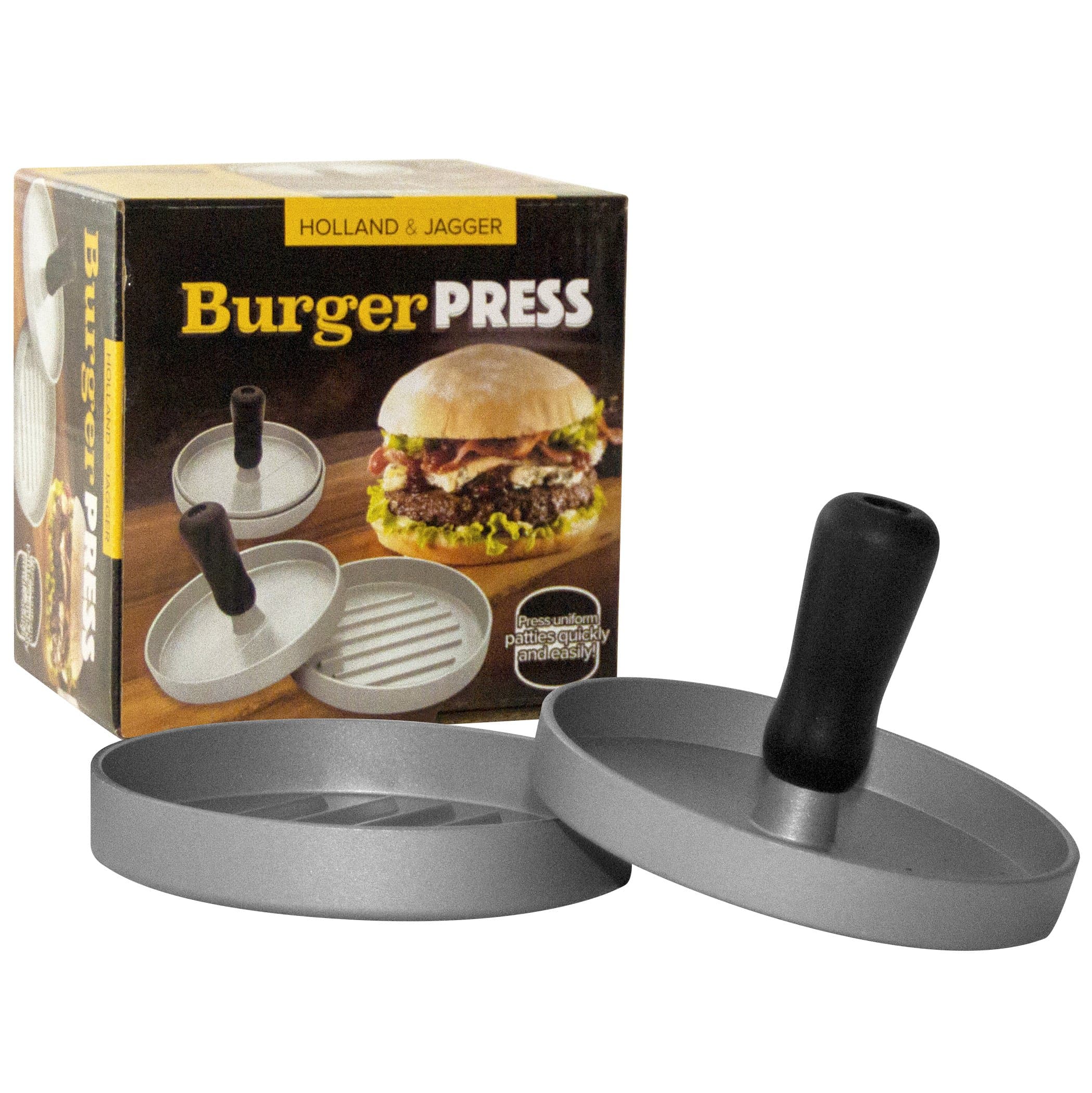 Holland & Jagger Best Burger Press-Hamburger Patty Maker for Stuffed Burgers-Quality BBQ Grilling Accessories (Single)