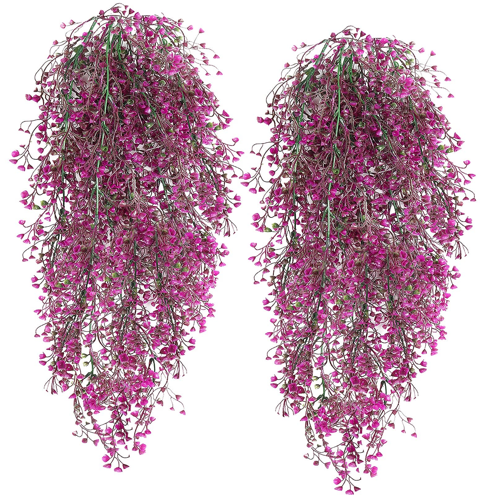 RECUTMS Artificial Hanging Plants Fake Hanging Vines Boston Fern Greenery Hanging Wall Plants for Home Room Garden Wedding Outside Decoration (Fuchsia 4P)