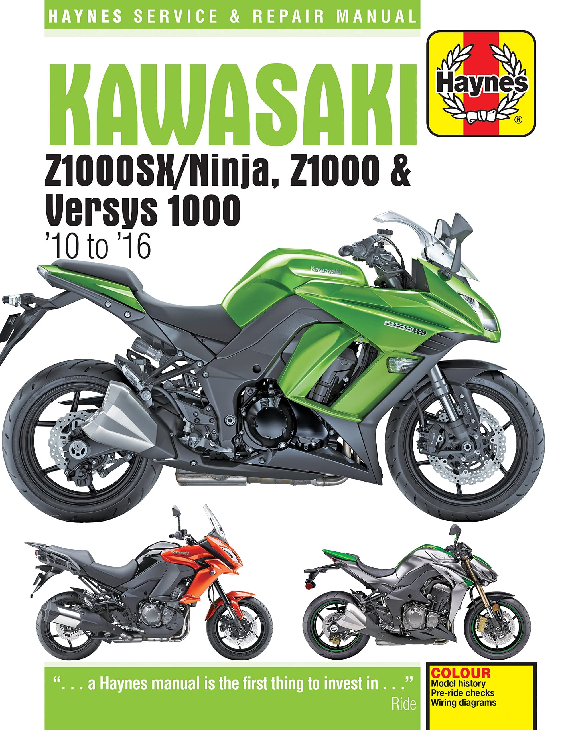 – Haynes Kawasaki Z1000SX, Z1000 & Versys 1000 '10 to '16 Service and Repair Manual