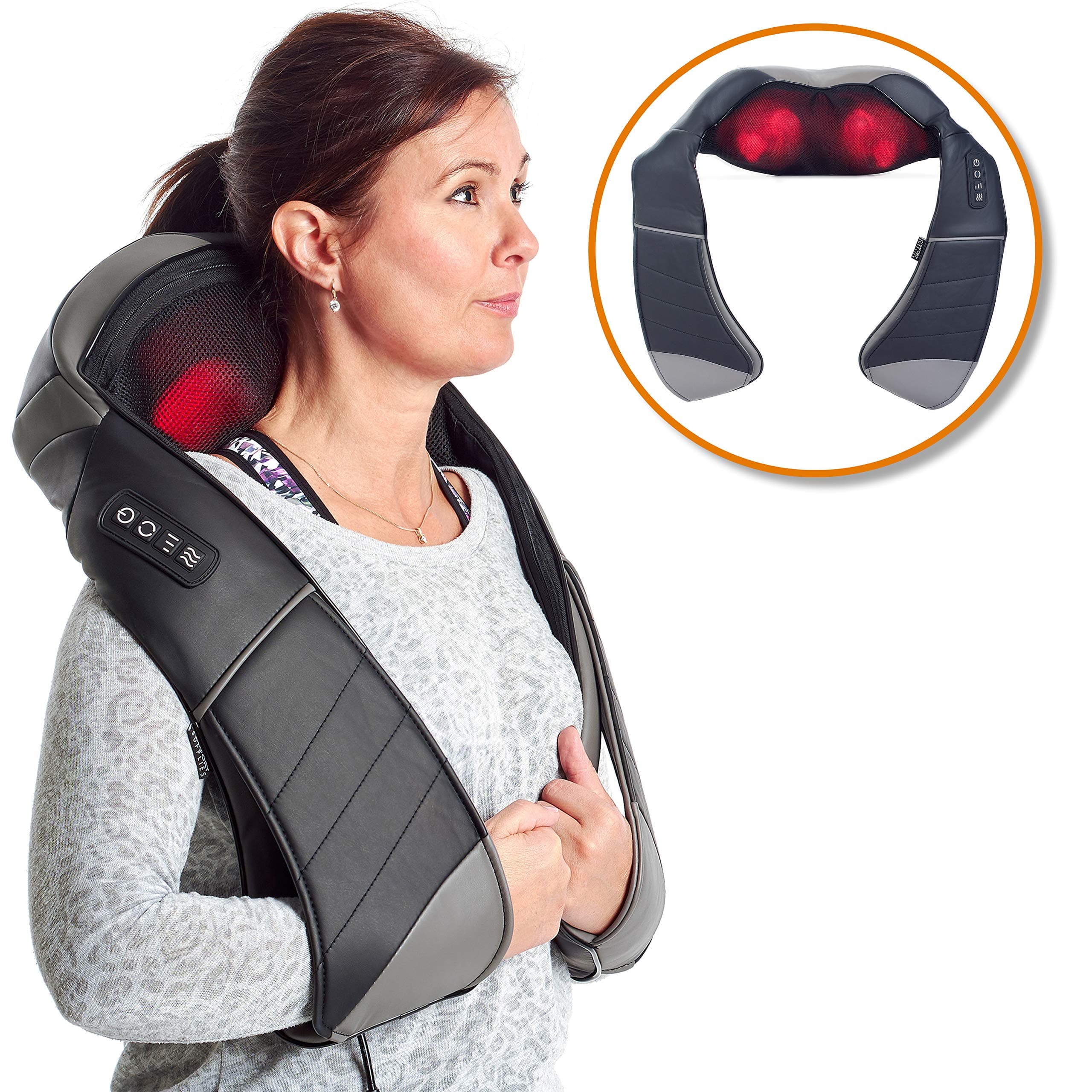 Comfort Supplies® Shiatsu Massager for Neck, Back, Shoulder, Foot Massage Therapy - Deep Tissue Kneading for Muscle Pain Relief – Handheld Portable Electric Trigger Point Machine - Home, Office, Car
